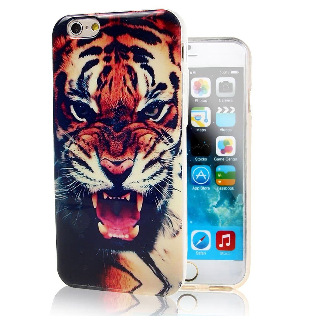 iPhone 6 (4.7 inch) Case , Leathlux Tiger Style Soft TPU Gel Skin Case Cover for Apple iPhone 6 (4.7 inch) / iPhone Air