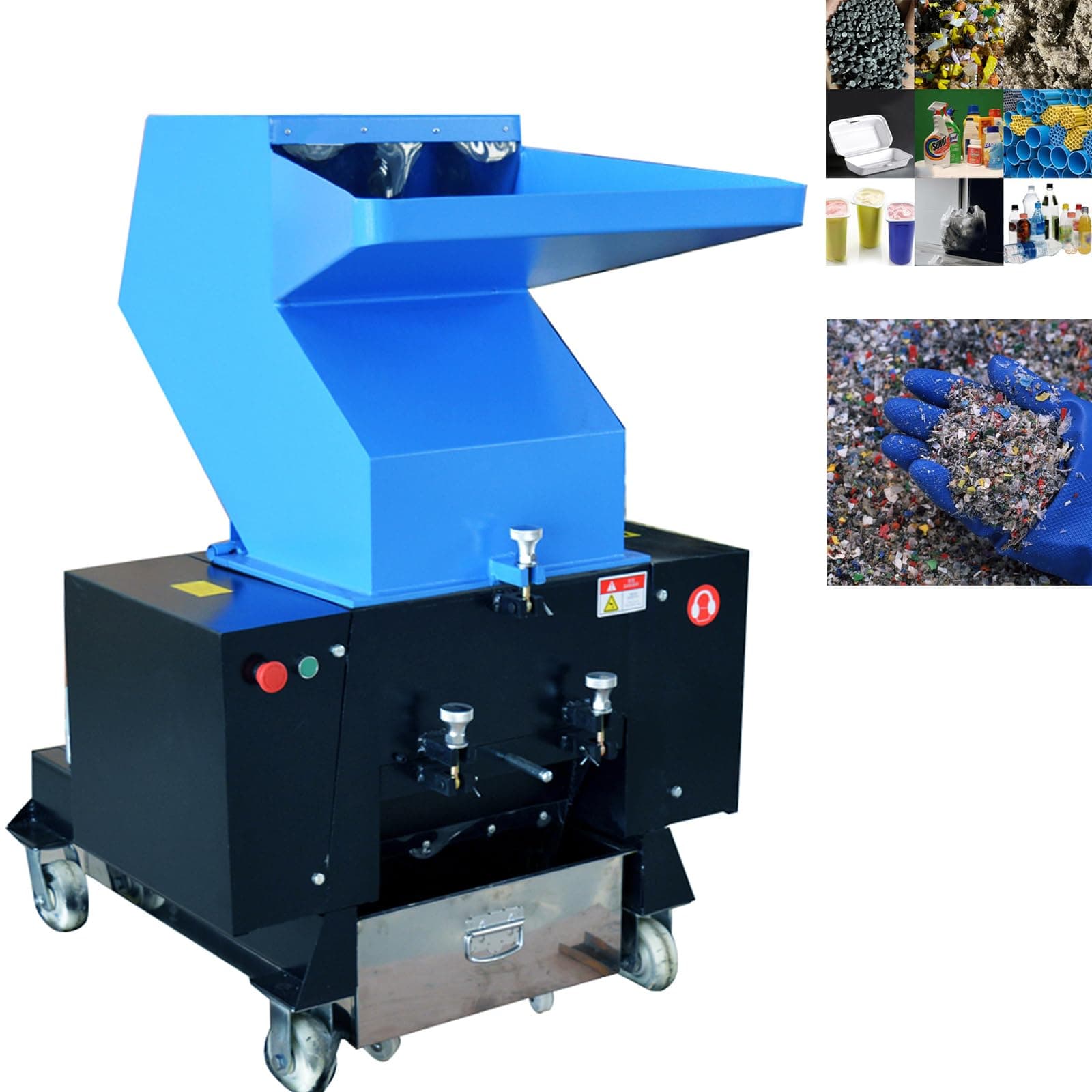 TECHTONGDA 7.5KW Plastic Shredder Granulator Electric Plastic Bottle Chipper Crusher Heavy Duty Disintegrator Grinding Machine for Recycling Three-Phase 208V