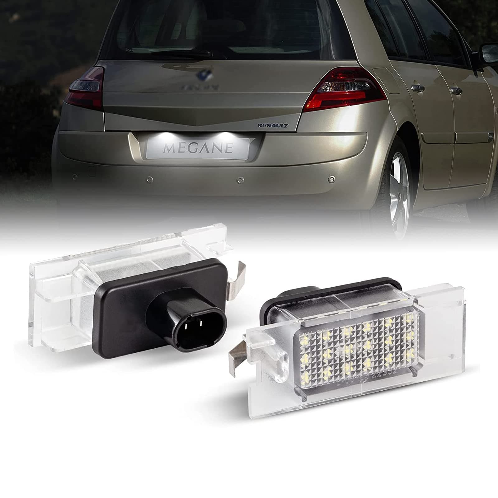 OZ-LAMPE 2PCS LED Number Light for Renault Clio 3 Megane 2, License Plate Lights with Canbus Error Free Rear Lamp, Xenon White Led License Plate Bulbs