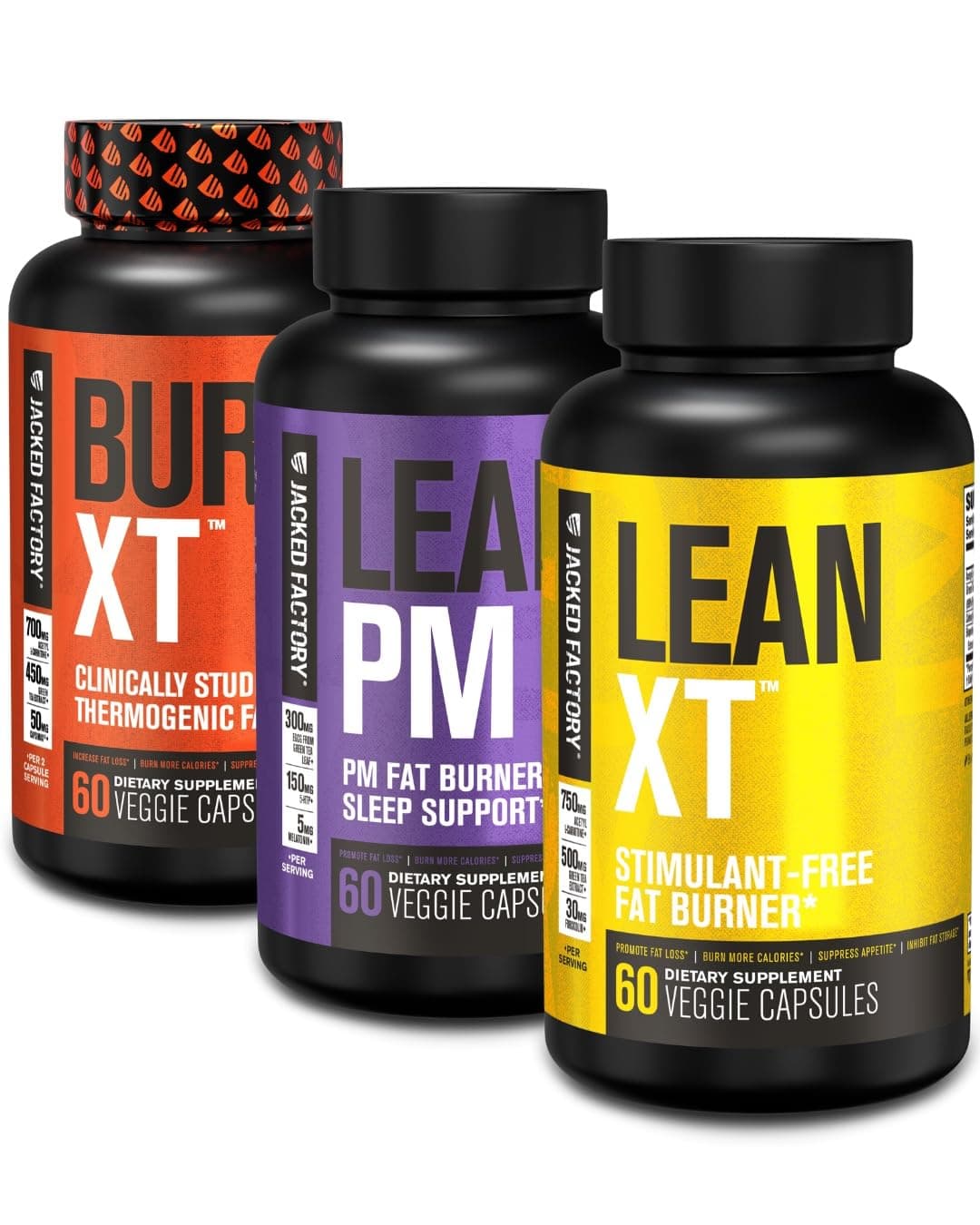 Burn-XT Thermogenic Fat Burner, Lean PM Nighttime Fat Burner & Sleep Aid, Lean-XT Caffeine Free Fat Burner