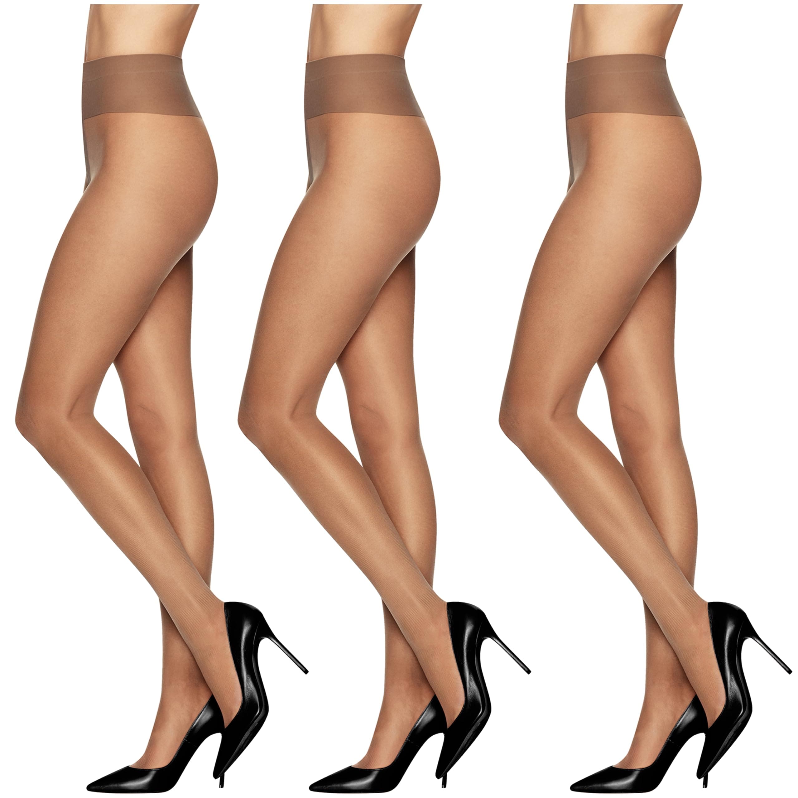 Sheer Energy Medium Support Compression Tights with Sheer Panty & Sheer Toe for a Smooth, Second-Skin Look, 30 Denier