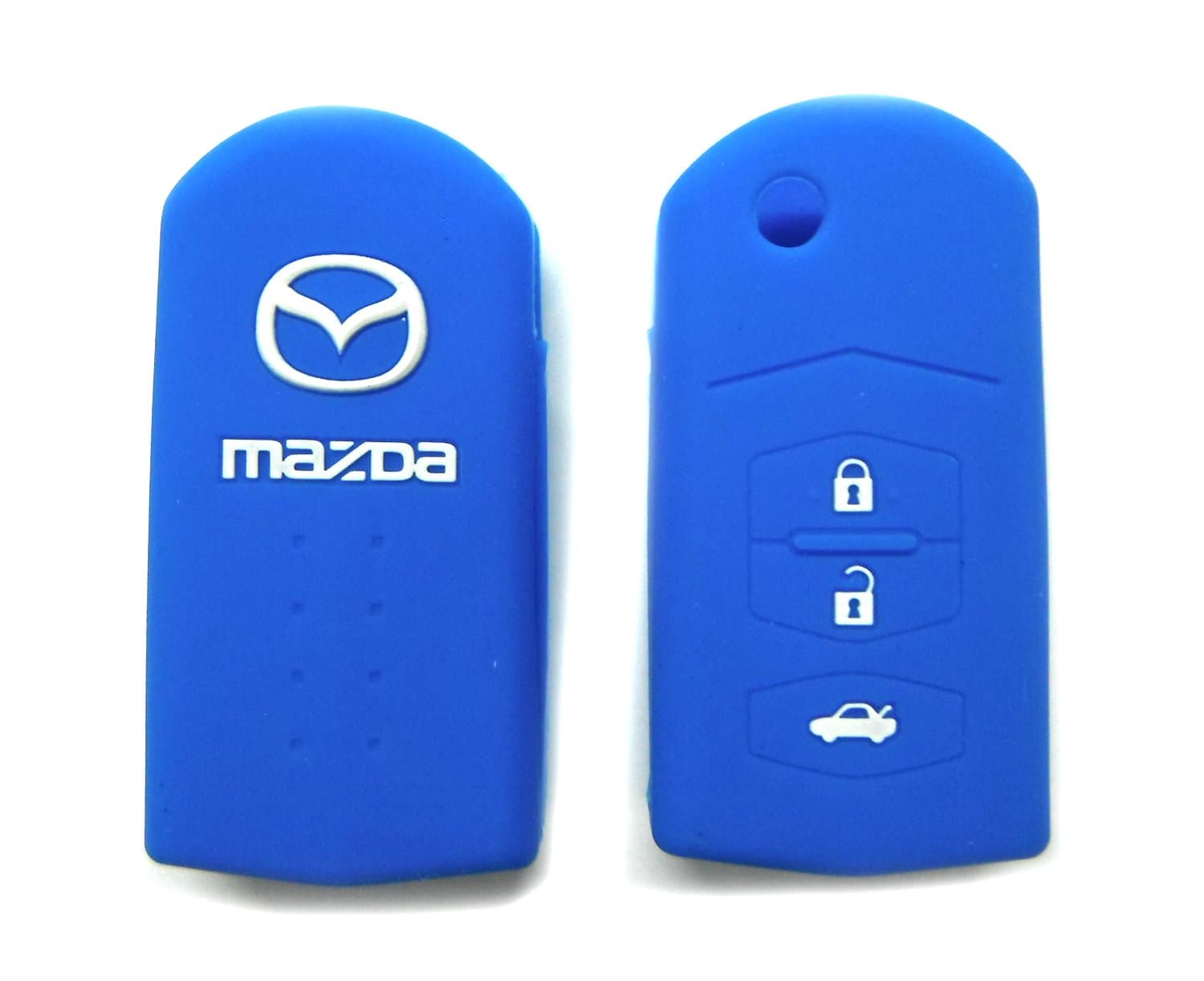 Blue Mazda Remote Key Silicone Cover 3 Buttons Case Holder (Single Pack) for Mazda 2