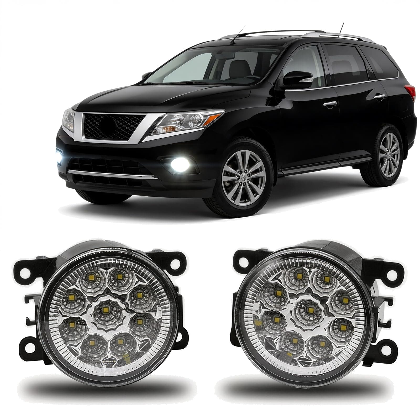 Fog Light Bulb 3.5 Inch PAIR Front Bumper Clear Lens Fog Light Lamp For Nissan Pathfinder R51 2005-2011 2012,6000k,Pack of 2