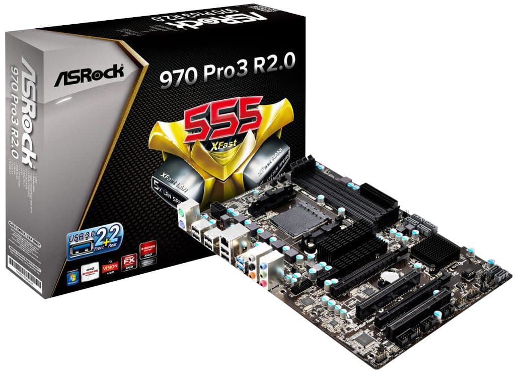 ASROCK PRO3 R2.0 Mainboard Socket AM3+ Motherboard (ATX, AMD 970, DDR3, 6 x SATA III, 4 x USB 3.0)
