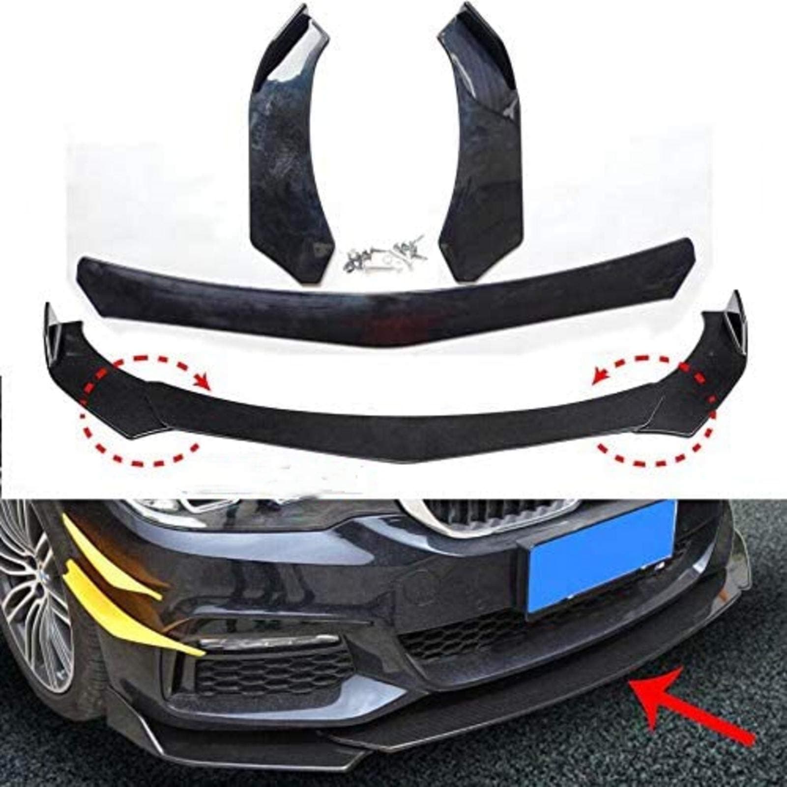 Universal Front Bumper Lip Body Kit Spoiler Wing, Front Bumper Lip Splitter fit, Front Bumper Lip Chin Spoiler, suitable for all models, Protection Splitter Spoiler