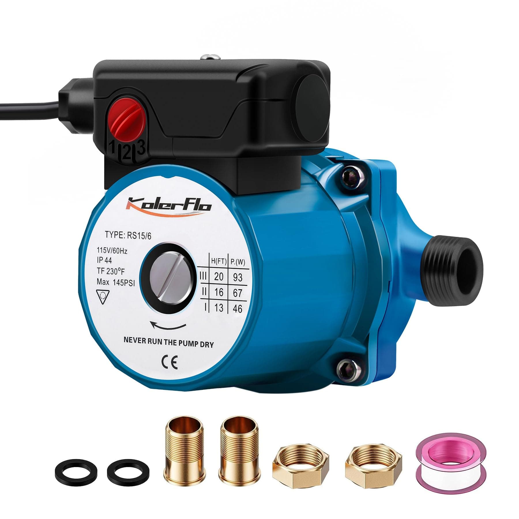 115V Water Recirculating Pump 3/4 Inch Circulating Water Pump for Water Heater System(RS15-6 Blue)