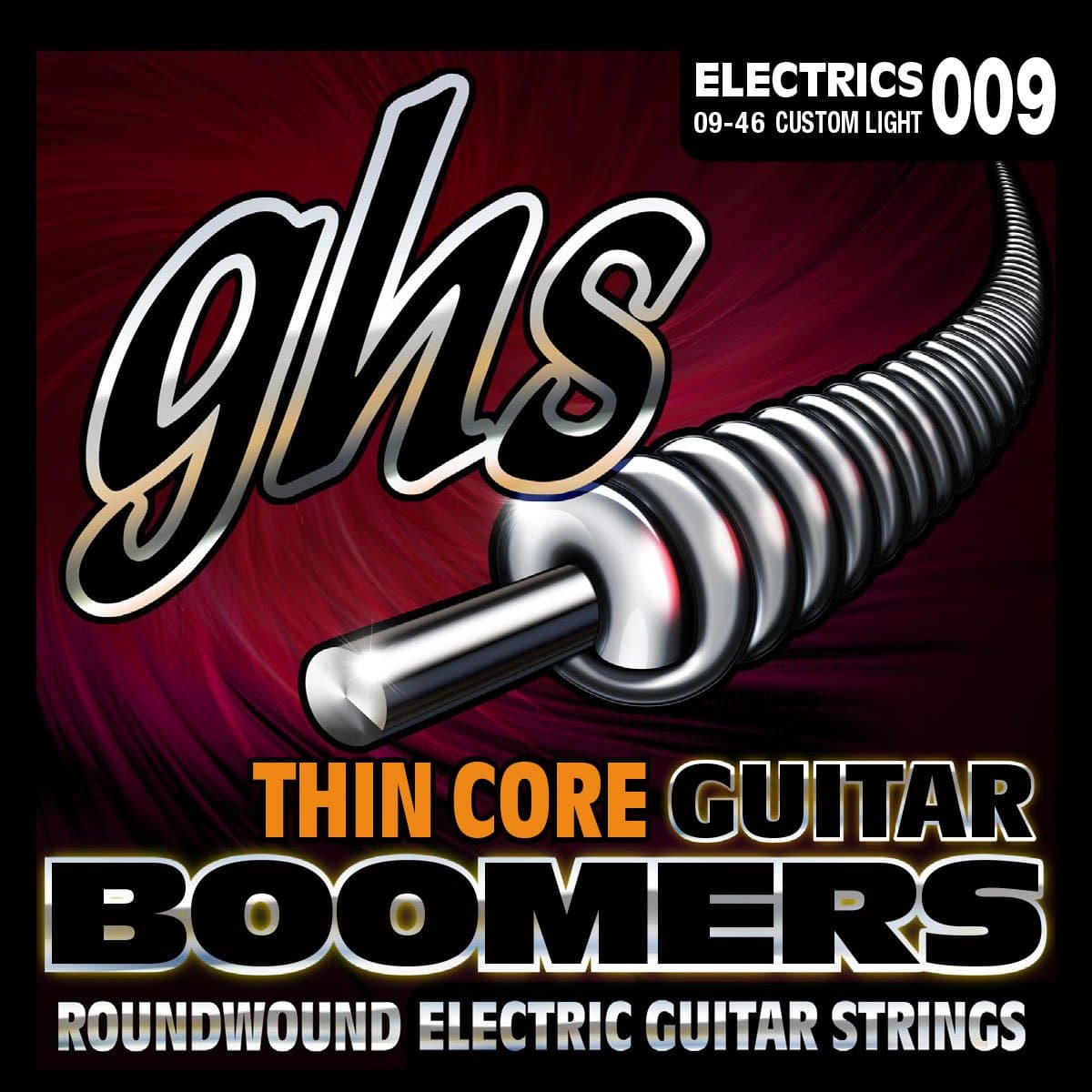 GHS StringsTC-GBCL Thin Core Boomers, Nickel-Plated Electric Guitar Strings, Custom Light (9-46)
