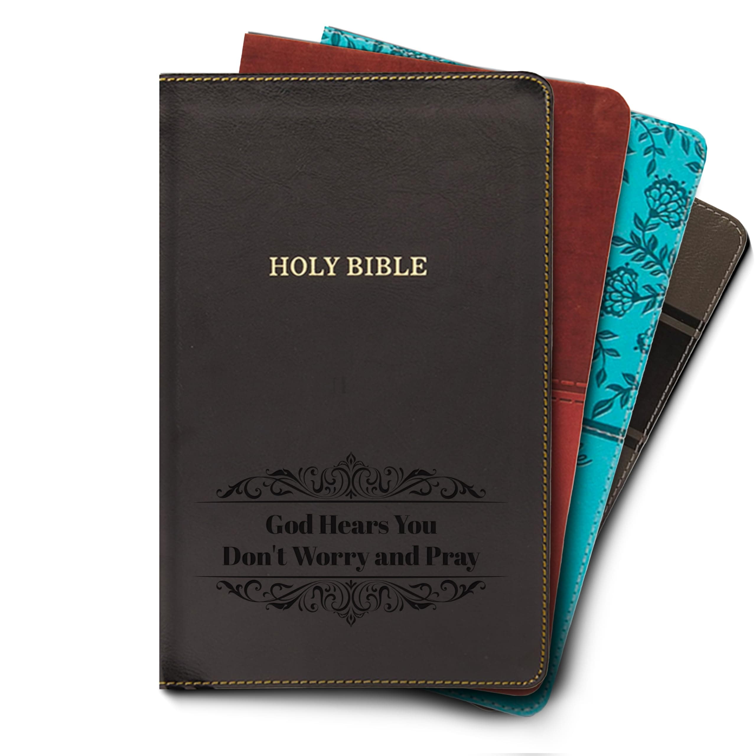 Hope Harbor Personalized Gift Bible with Custom Name Engraved, KJV, Black, Thinline King James Version, Red Letter Edition, Comfort Print, Faux Leather
