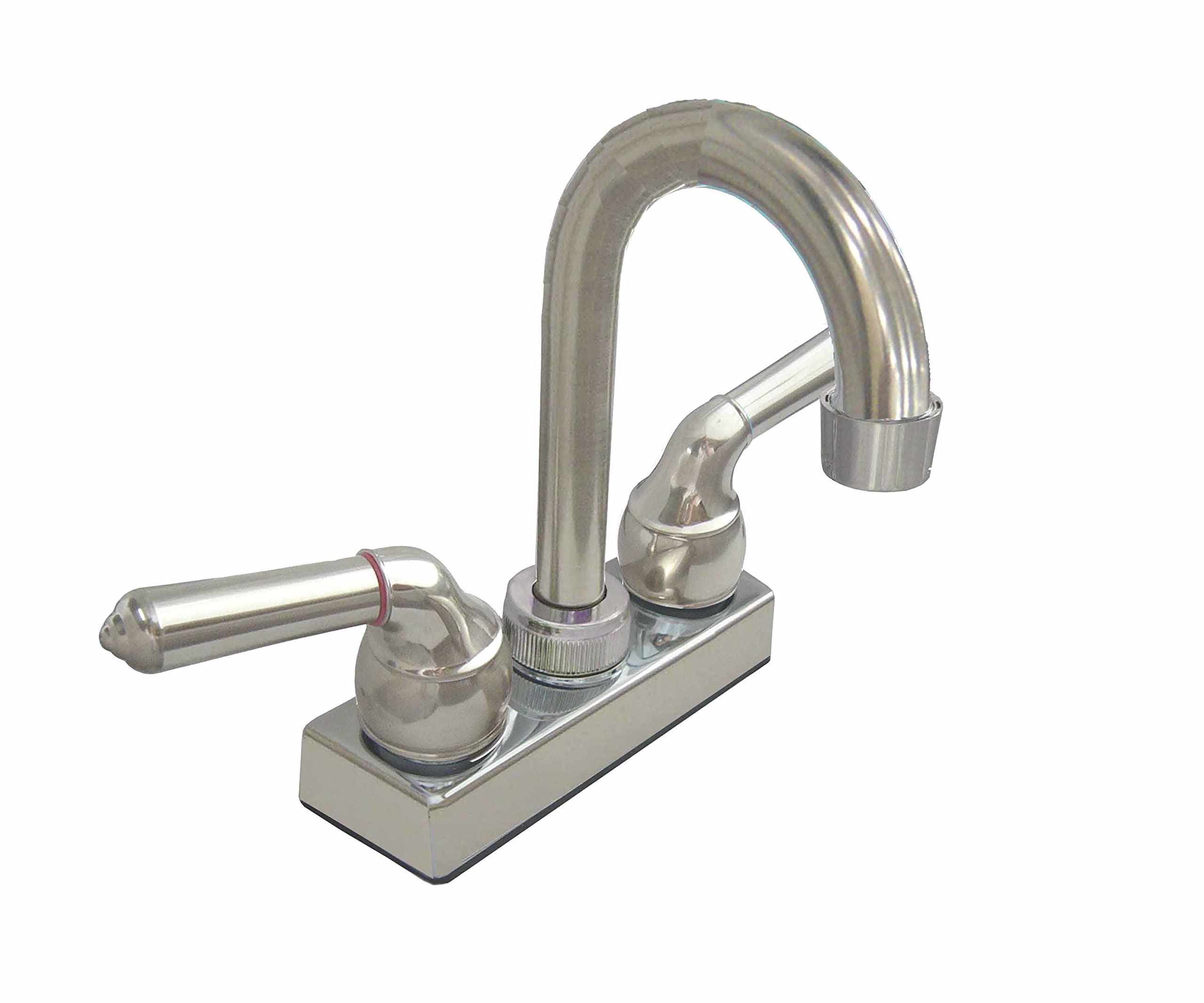 Dual Control 4" Non-Metallic Bar/Utility Faucet with Tea-pot Style Handles, Brushed Nickel Finish.