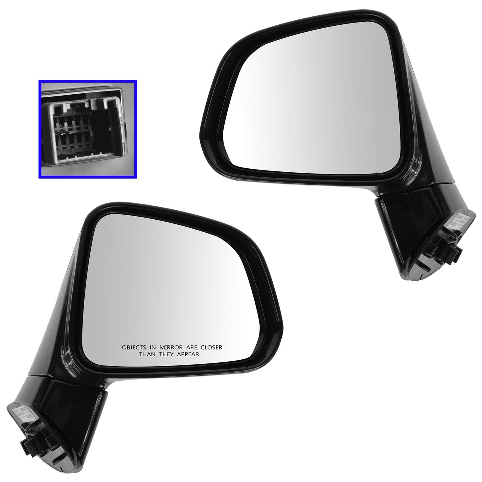 TRQ 2 Piece Driver and Passenger Side Mirror Assembly Set Electric Adjustment Heated No Memory Black Compatible with 2012-2015 Chevrolet Captiva Sport 2008-2010 Saturn Vue GM1320390 GM1321390