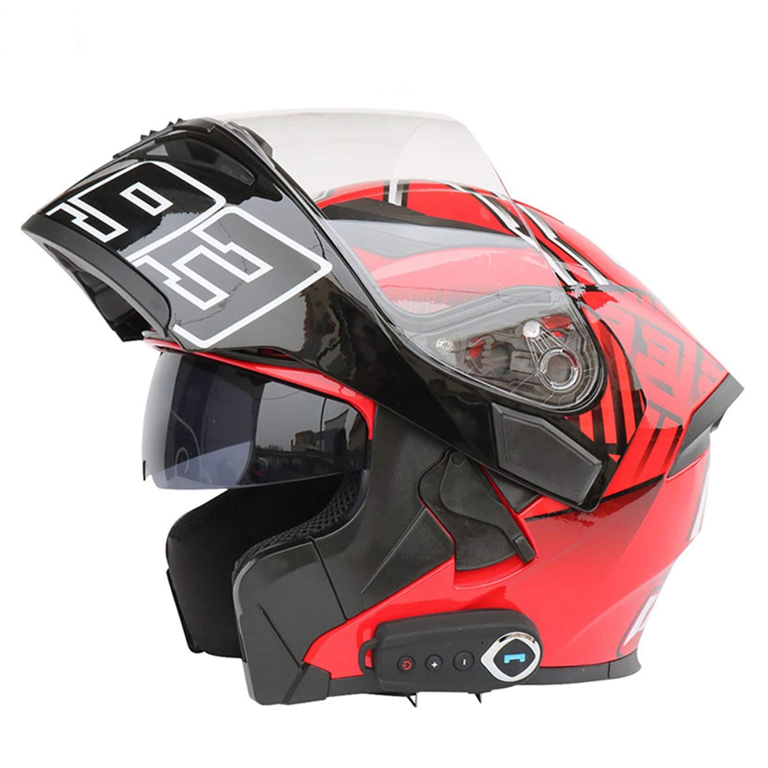 LuanYe Motorcycle Bluetooth Helmets Full Face Flip up Dual Visors Helmet Built-in Integrated Intercom Communication System