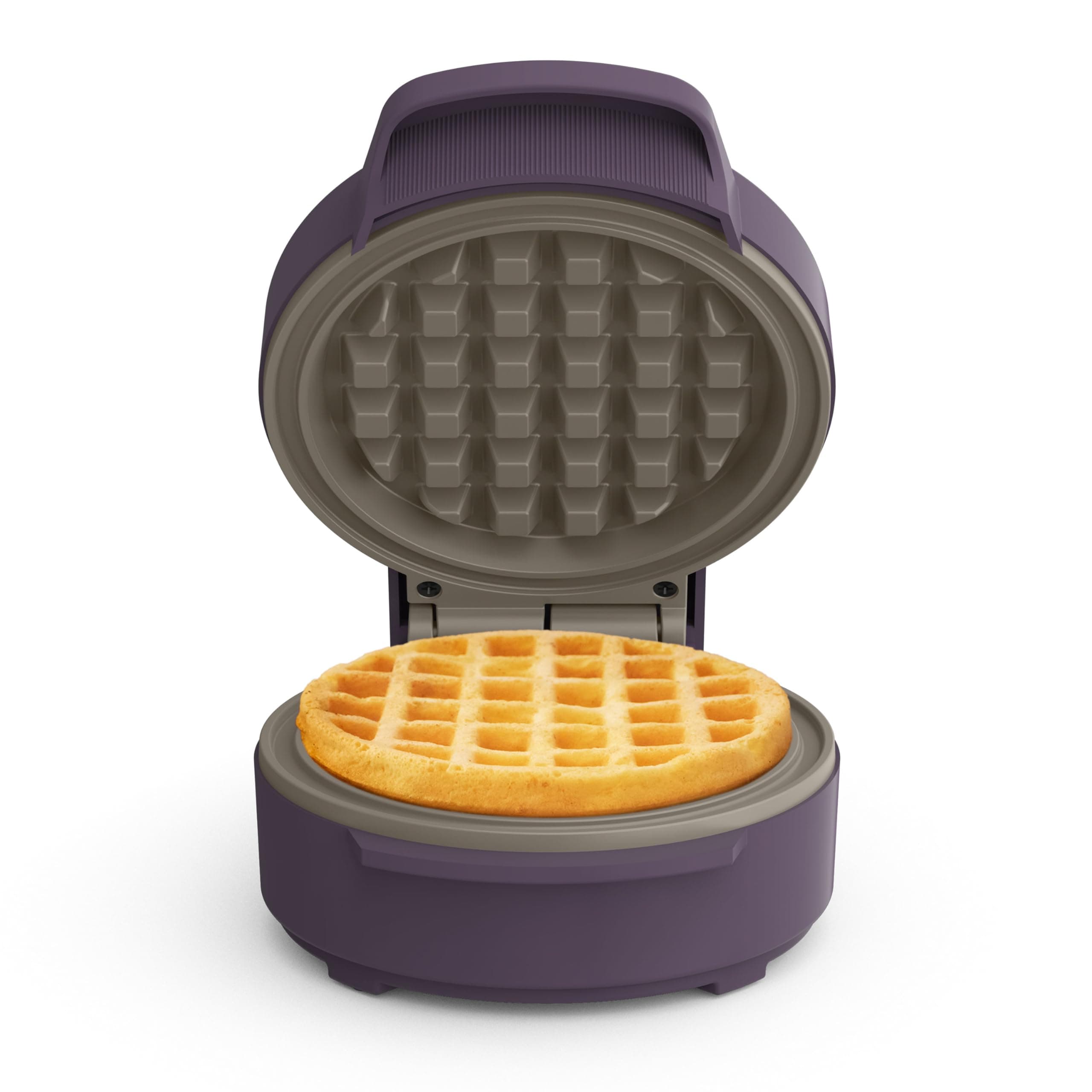 bella Snack-n-Store Mini Waffle Maker, EverGood™ Ceramic Nonstick Coating, Cord Wrap, Ready Indicator Light & Cool Touch Handles, Stackable Design & Customizable Plates, 350 Watt, Plum