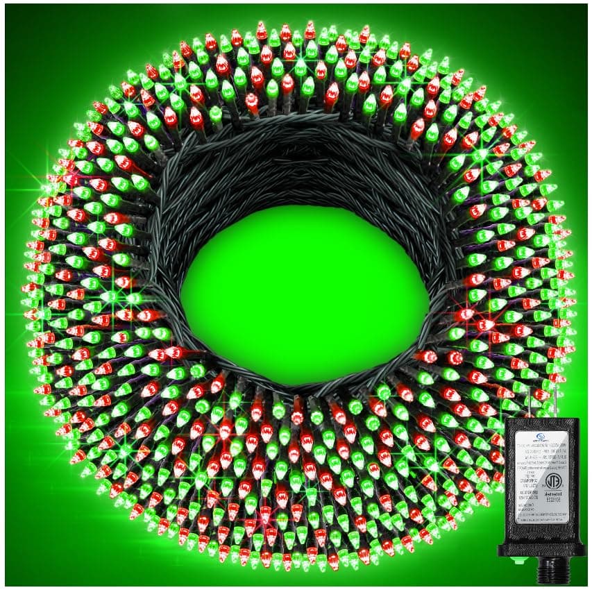 1500 LED 470FT Christmas String Lights Outdoor, 12 Pro Modes and Timer Memory & Brightness, Plug in Waterproof Dark Green Wire Twinkle Light for for Xmas Yard Tree Wedding Party Decor (Red & Green)