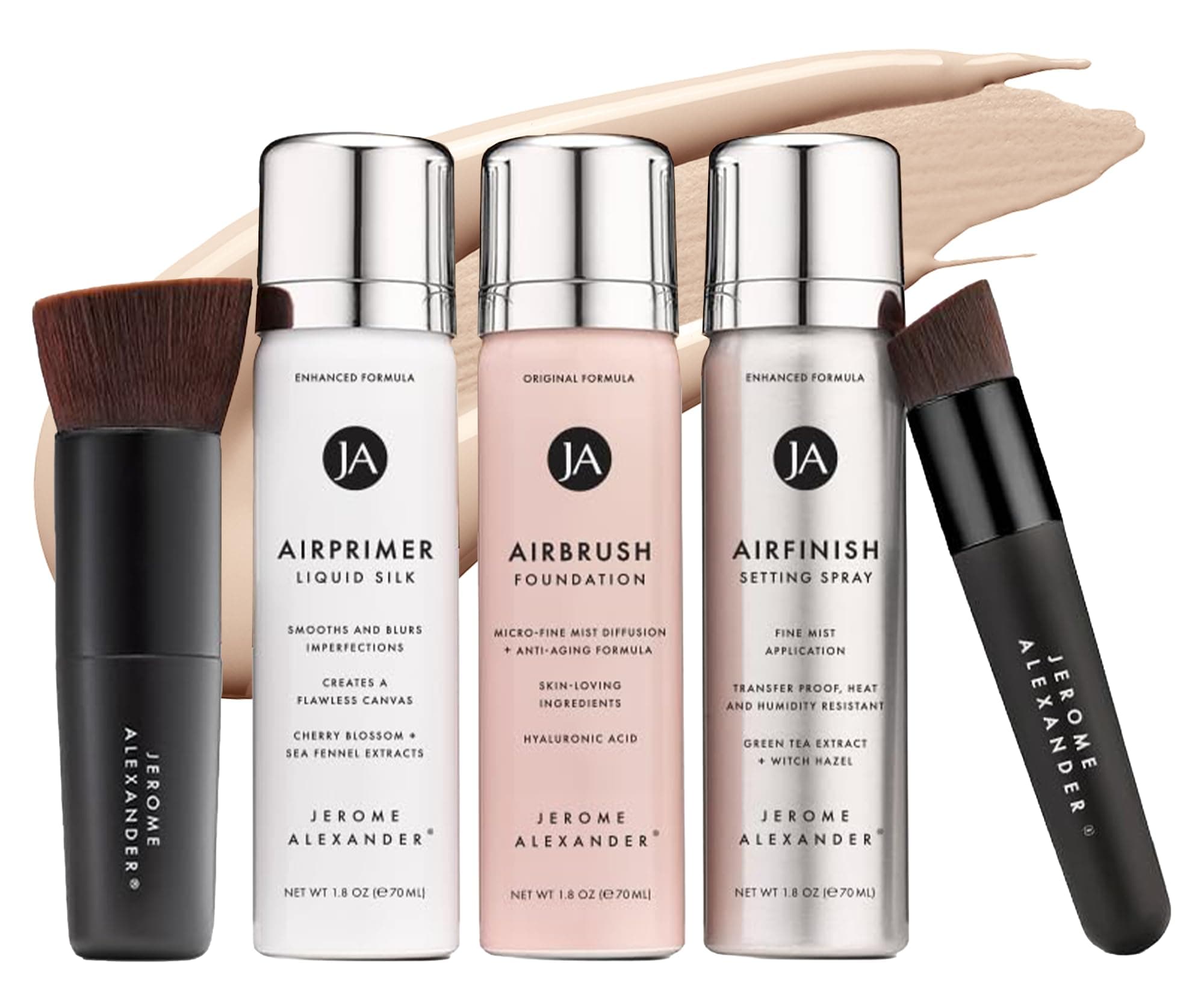 MagicMinerals AirBrush Foundation Set by Jerome Alexander - Complete 5pc Spray Makeup Set with Foundation, Primer, and Setting/Finishing Spray - for Smooth, Radiant Skin (Fair)