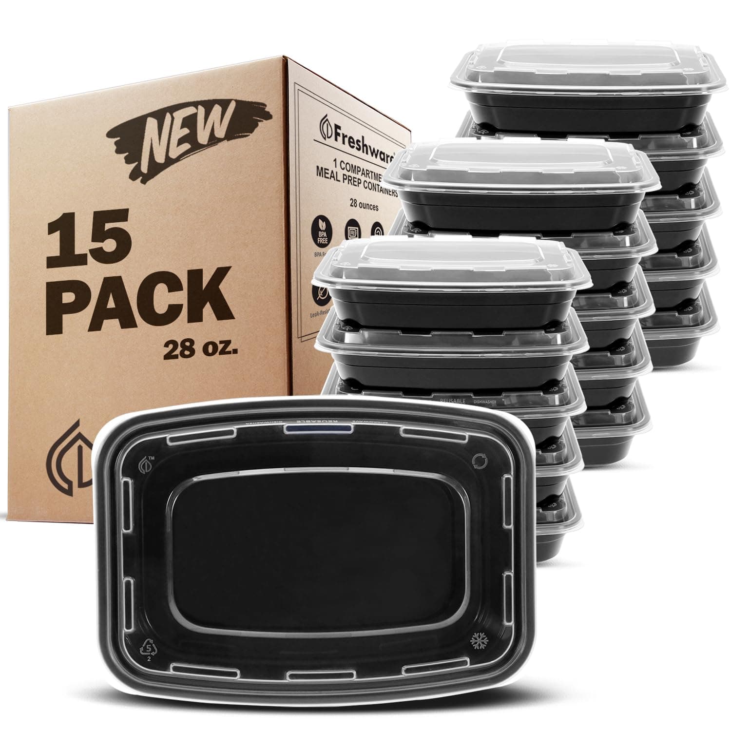 Freshware Compartment with Lids, Food Storage Containers Bento Box 28 oz YH-1X15B