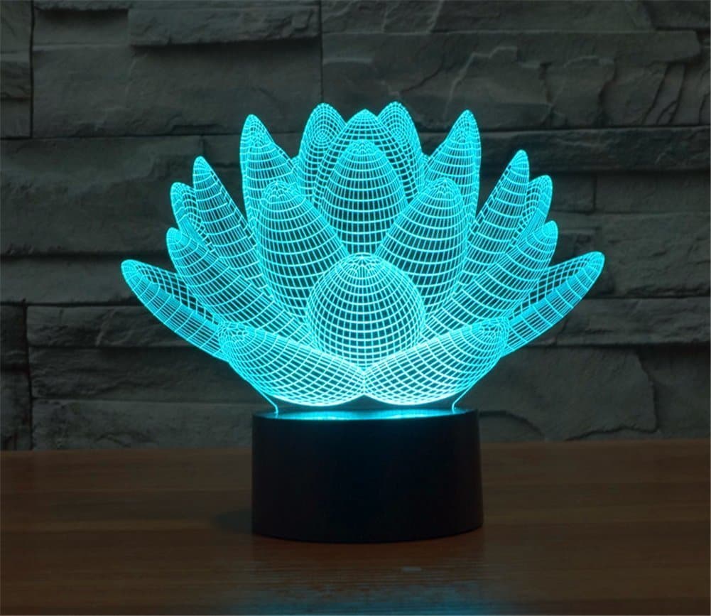 3D Illusion Night Light Lotus Flower 7 Colors Changing Table Desk Deco Lamp Bedroom Children Room Decorative Night Light