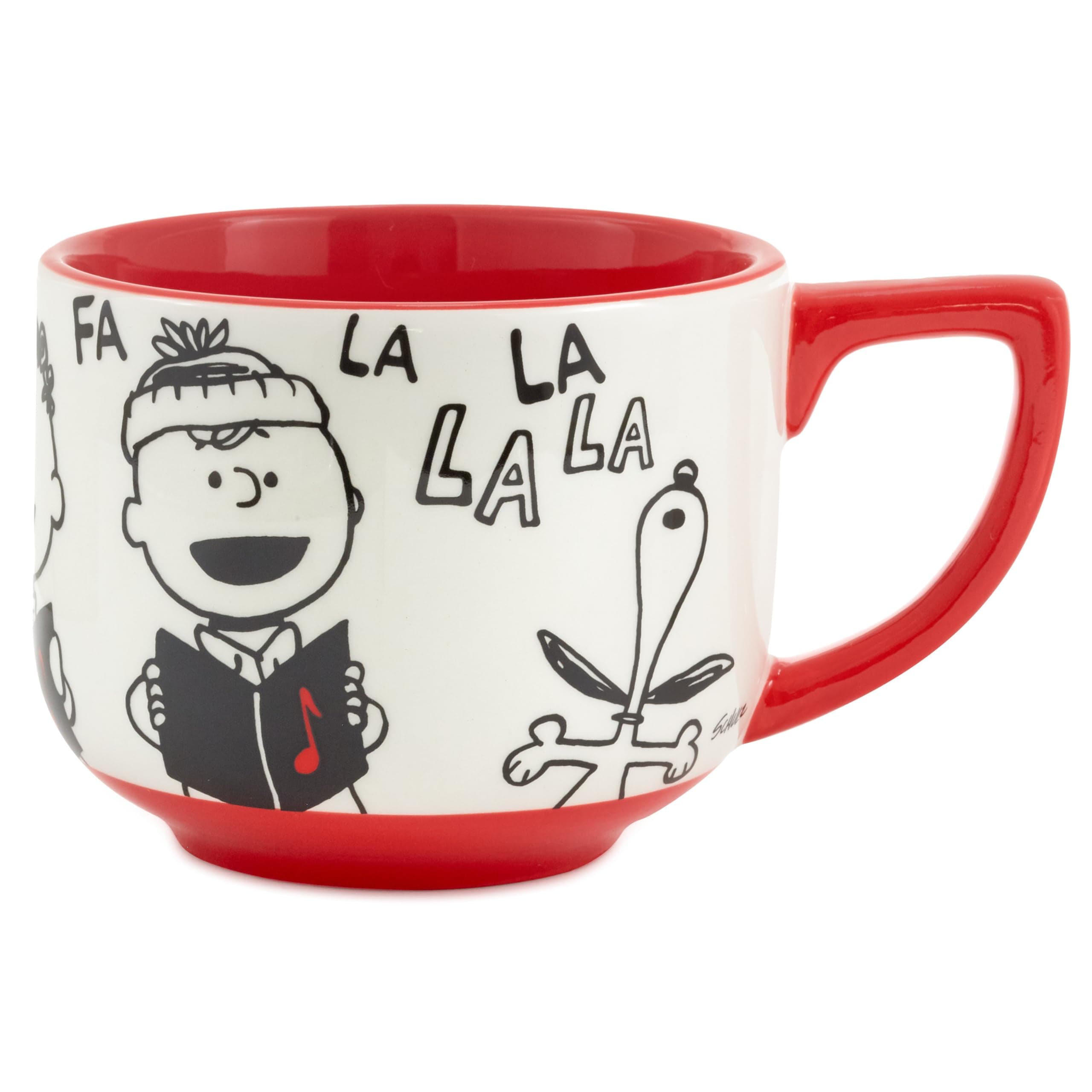 Peanuts Black and Red Ceramic Mug, 25 oz (Christmas Carols) Gift for Kids, Fans, Collectors