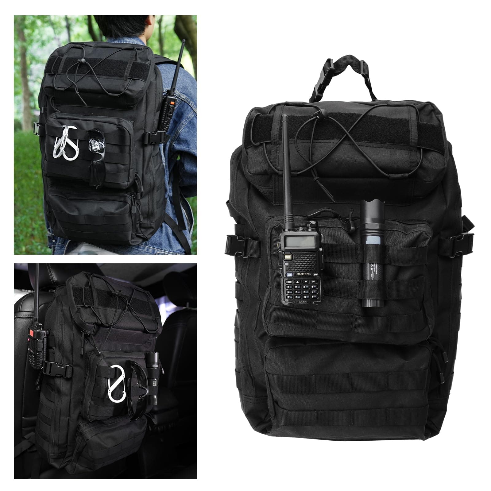 Universal Tactical Vehicle Back Seat Organizer Tactical Backpack with Multi-Pockets MOLLE Backpack
