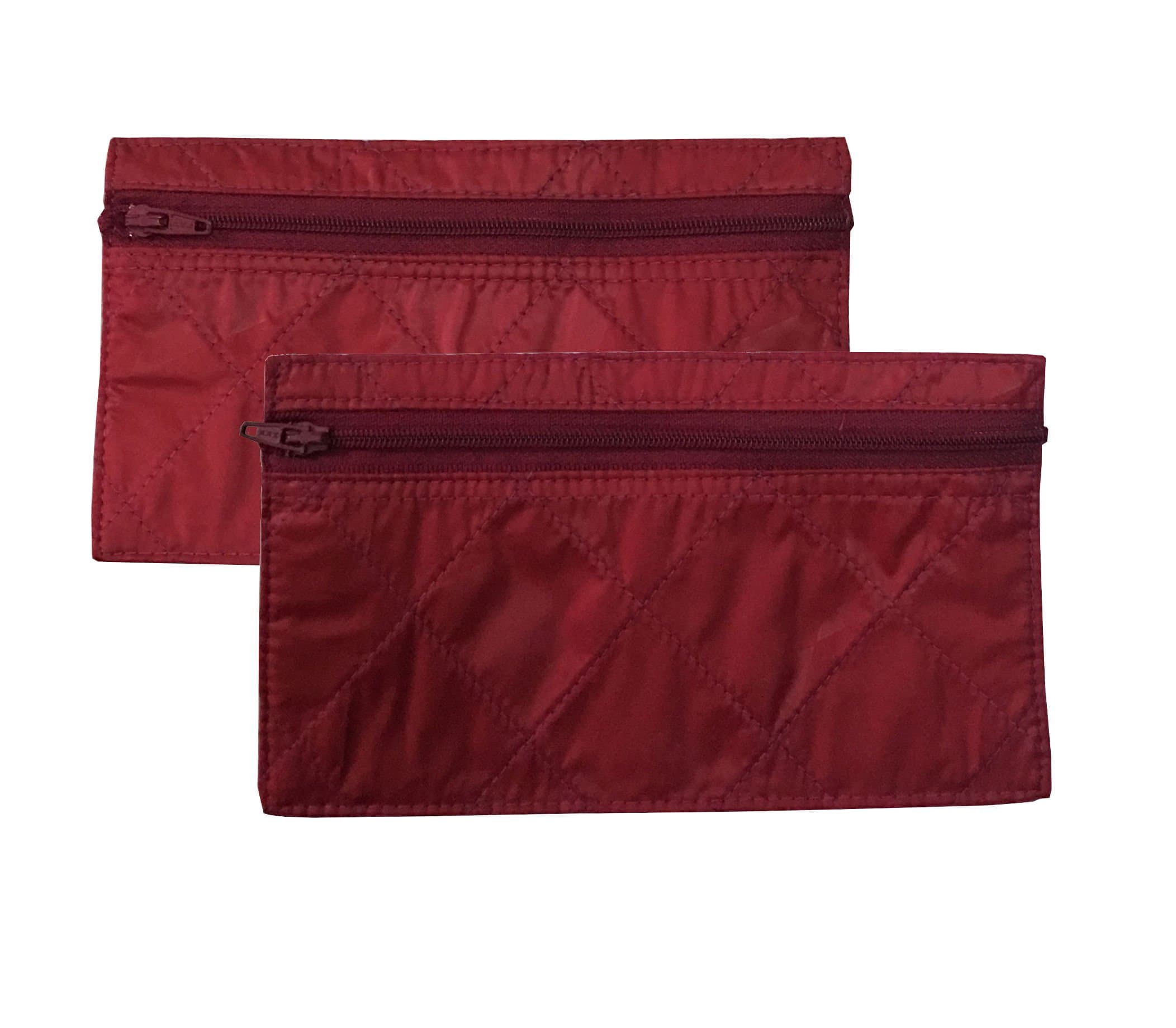Budgeting Envelopes, Zippered Wallet, 2-Pack Reusable Spending Allowance Cash Envelope System, Nylon Organizer Bag (Small, Dark Red)