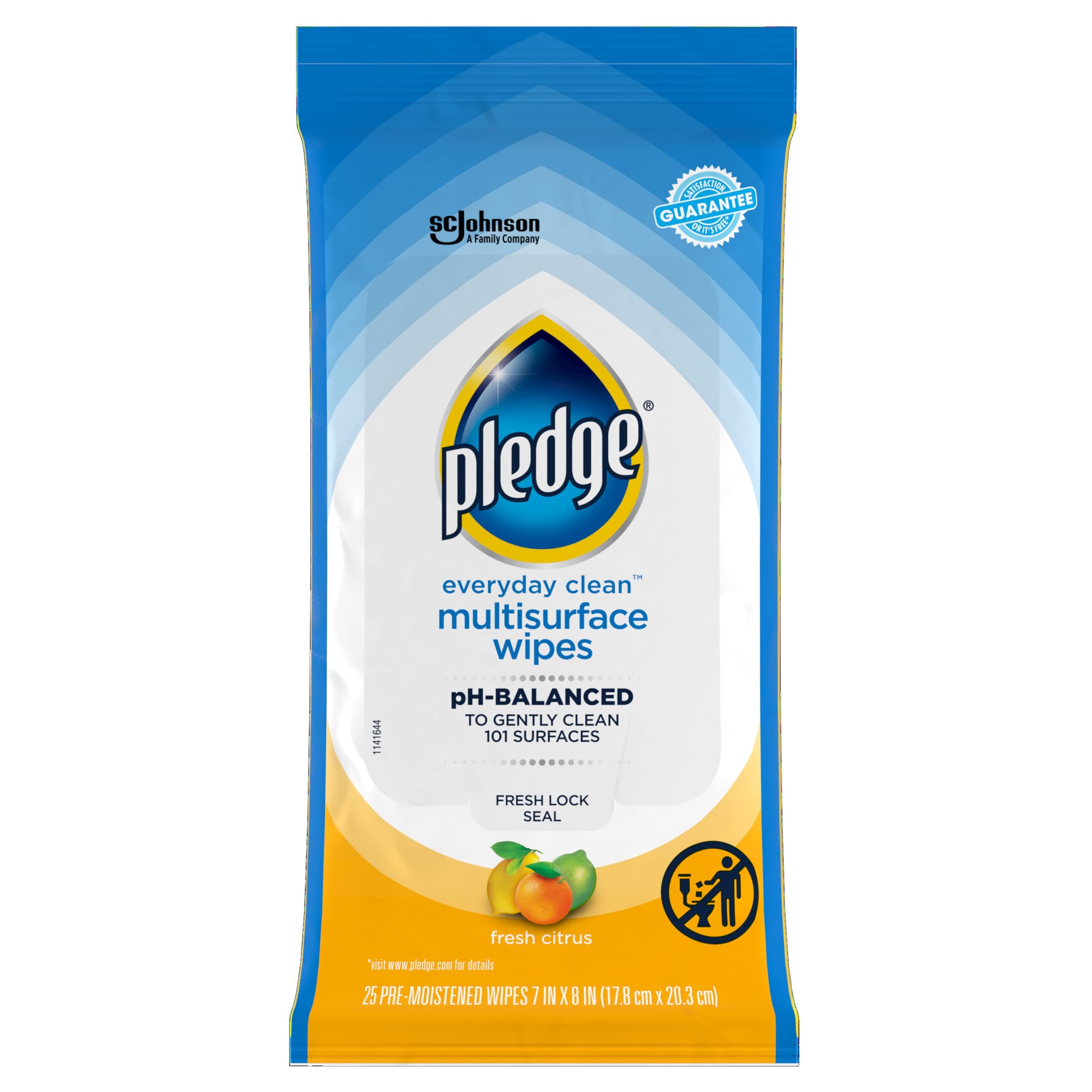 Multisurface Cleaning Wipes, pH Balanced, Fresh Citrus, 25 Count