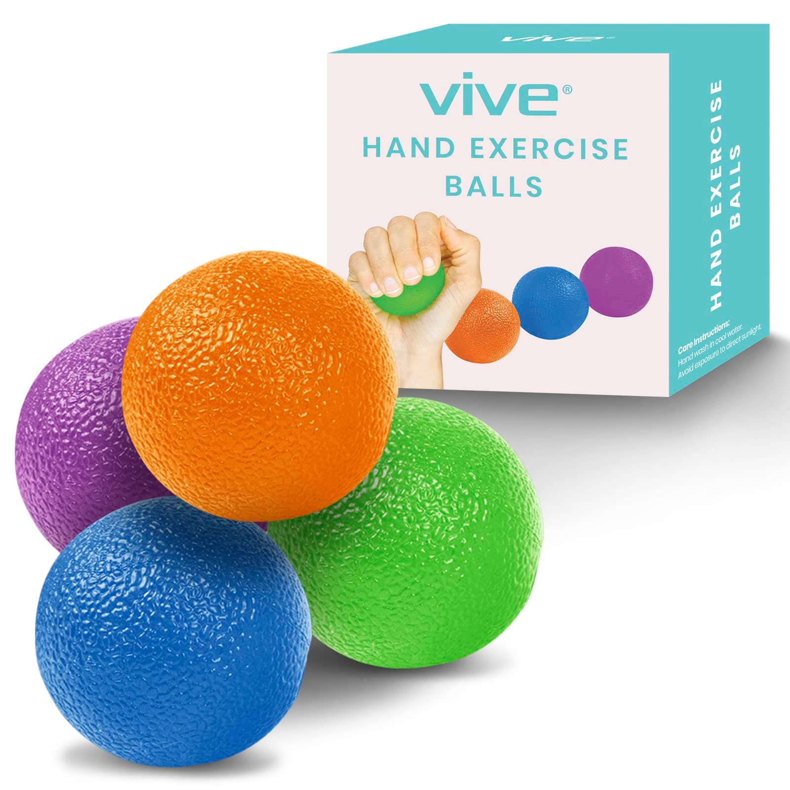 Vive Hand Exercise Balls - Grip Strengthening Physical, Occupational Therapy Kit - Squishy Stress, PT, Arthritis Pain Relief Workout Set - Fidget Finger Muscle Squeeze Resistance