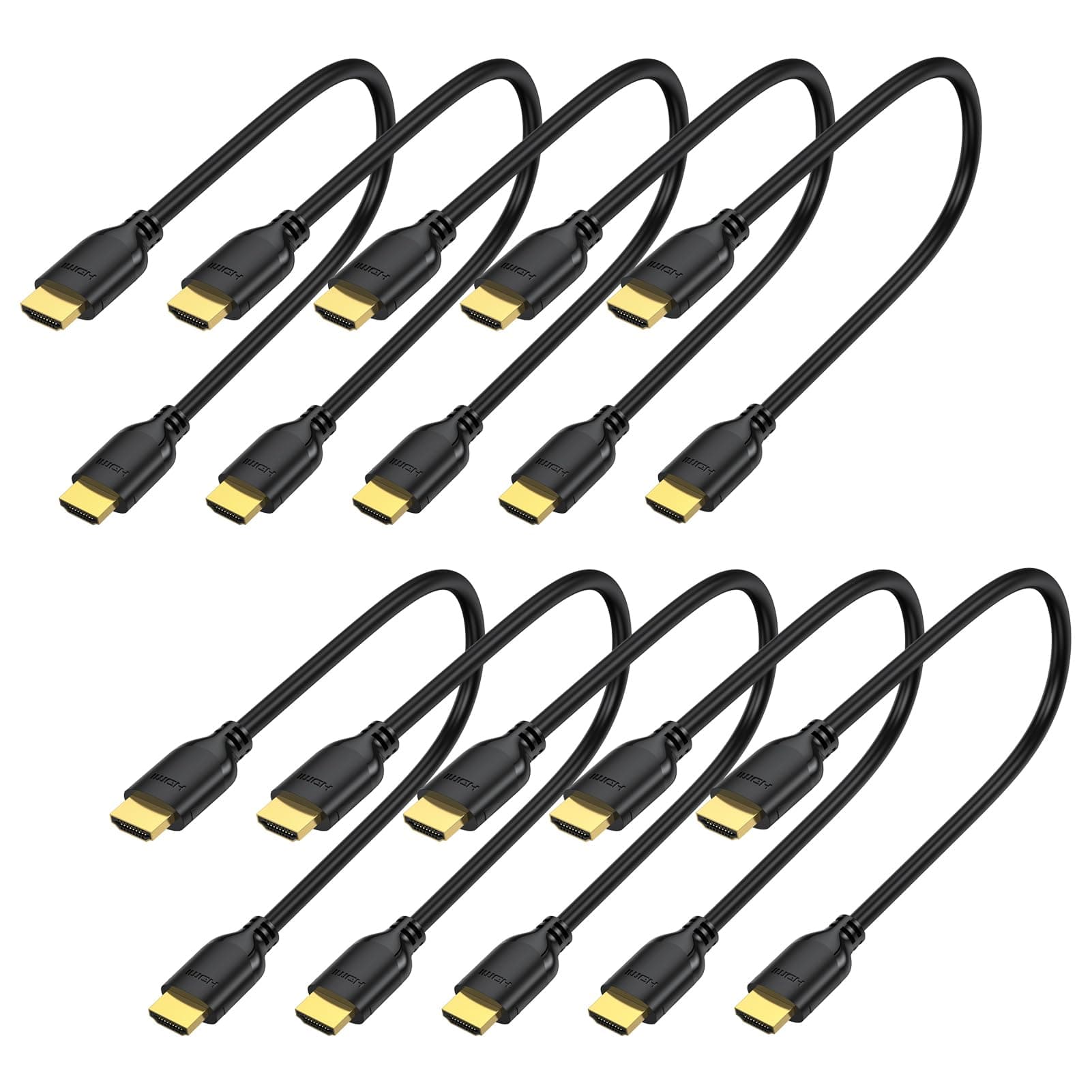 Short HDMI Cable 1 Foot 10-Pack, 4K 1FT HDMI to HDMI Cable High Speed HDMI 2.0 Cord Supports 4K@60Hz, 2K, 1080P, HDCP 2.2, HDR, 3D, ARC & Ethernet
