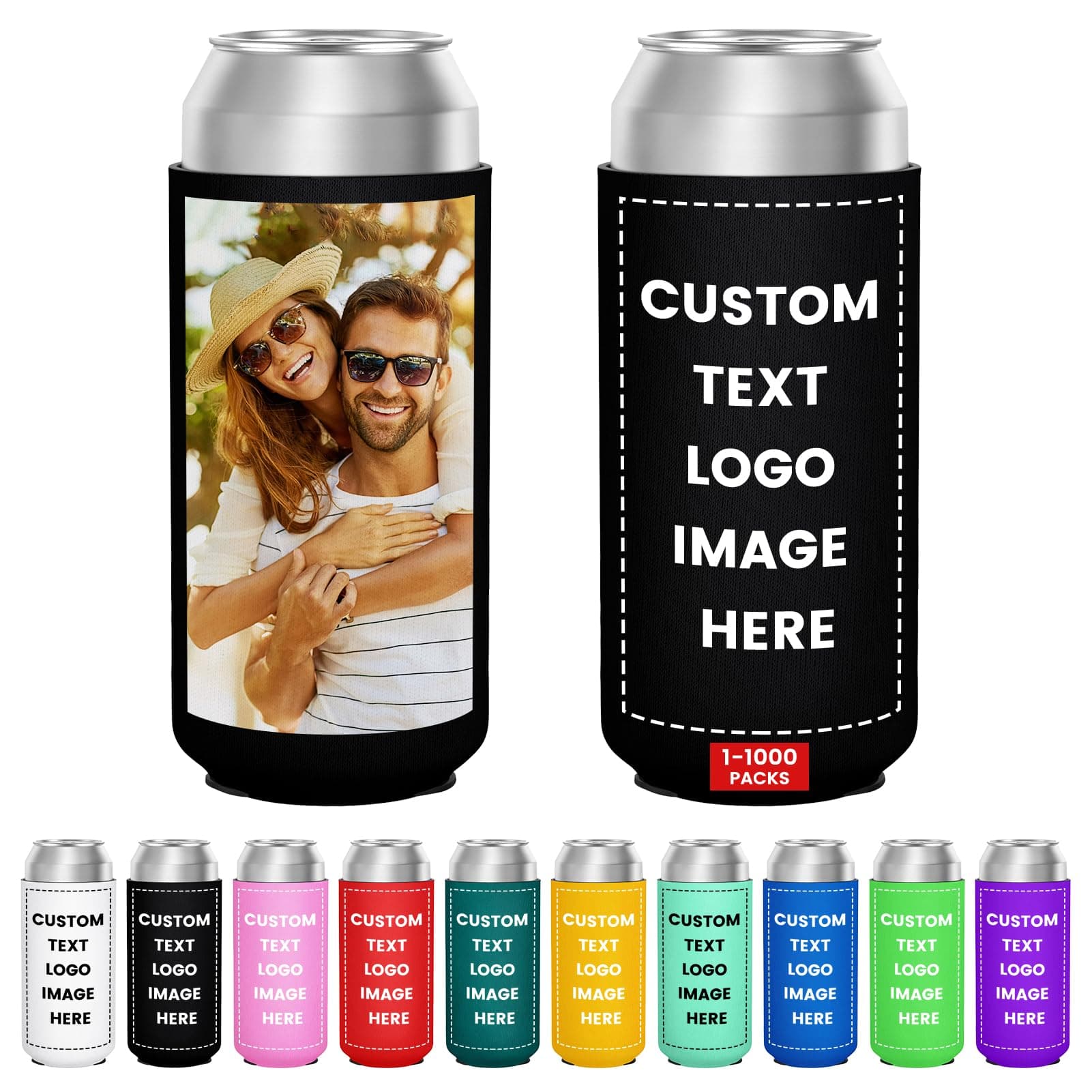 10 Pack Custom Can Cooler Bulk 16 Oz Collapsible Neoprene Insulated Beer Bottle Sleeves Drink Holder, Personalized Birthday Decorations Bachelorette Party Favors & Wedding Gifts