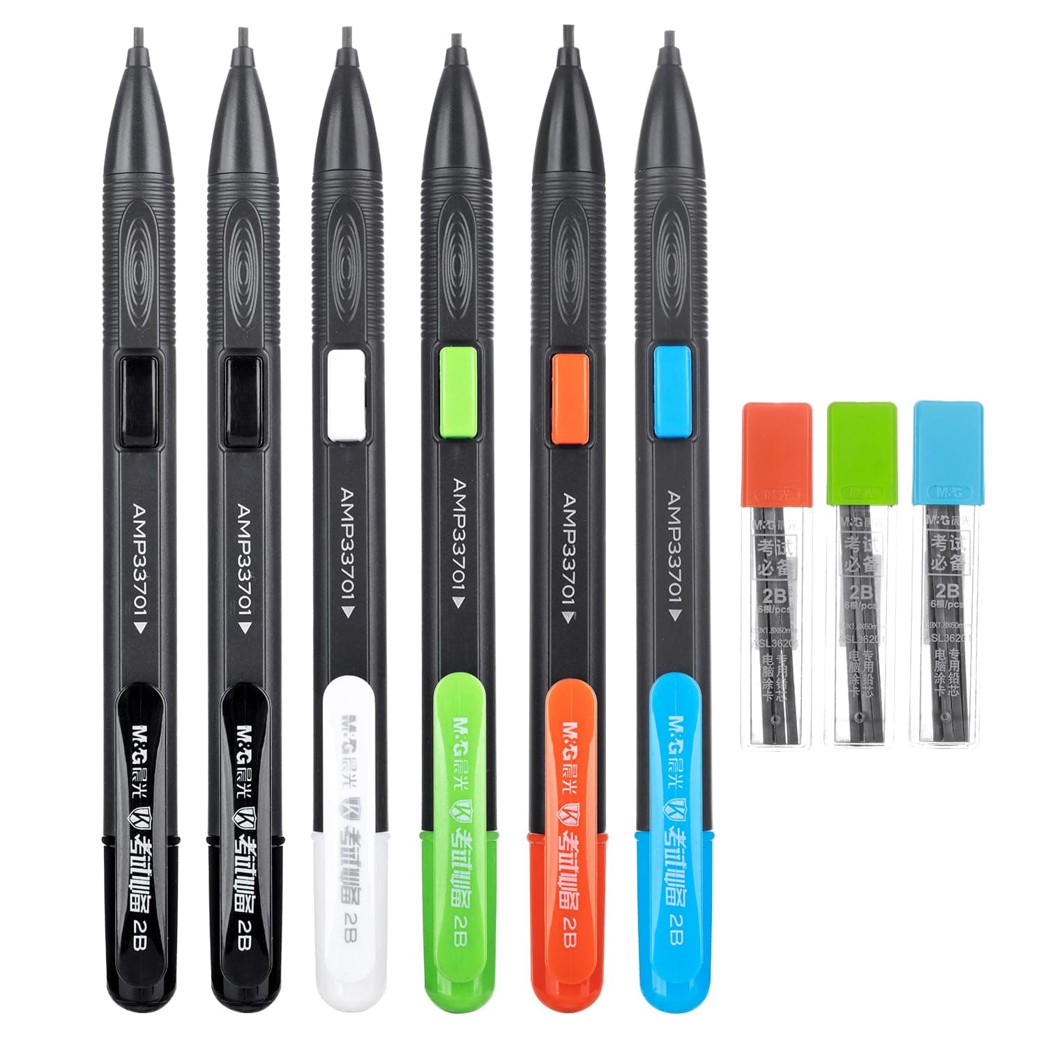 6 Pack Mechanical Pencils with Erasers 1.8mm, 3 Tubes of Lead Refills, Bulk Mechanical Pencils for School Supplies, Teacher Supplies, Drawing Pencils, Sketching Pencils