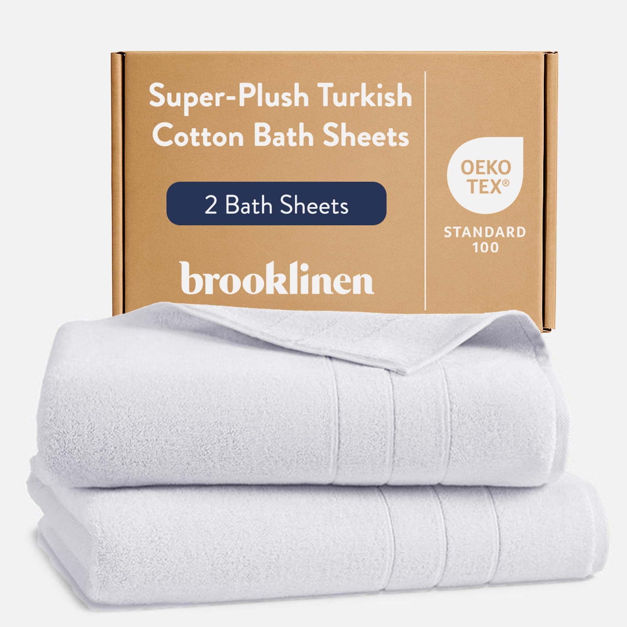 Brooklinen Towel, Cotton Bath Sheets, Super Plush, White, Set of 2