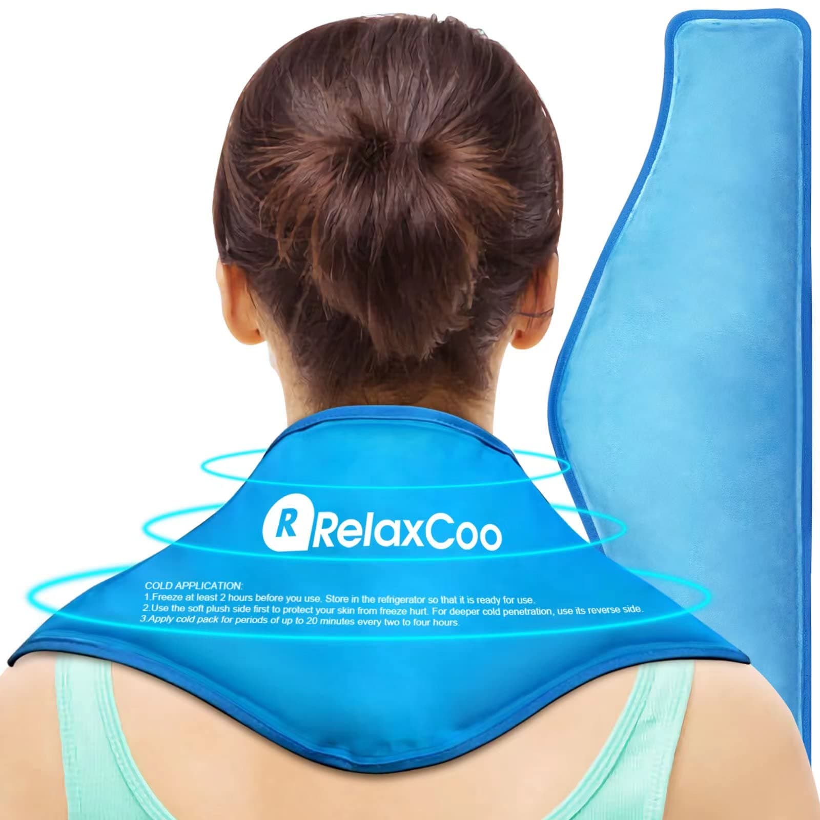 Neck Ice Pack Wrap, Reusable Gel Ice Pack for Neck Shoulders, Cold Compress Therapy for Pain Relief, Injuries, Swelling, Bruises, Sprains, Inflammation and Cervical Surgery Recovery