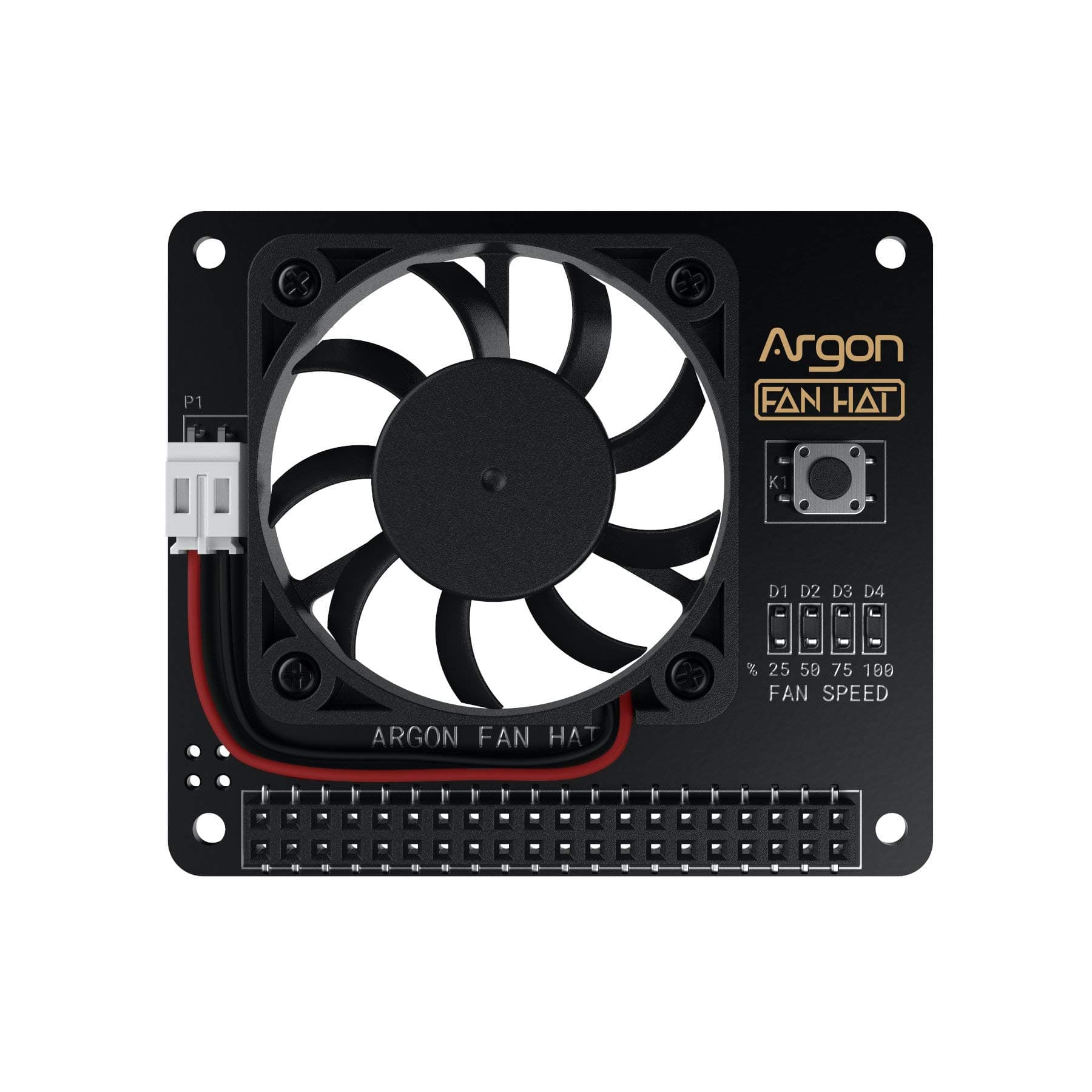 Argon Forty Fan HAT for Raspberry Pi 4 | 40mm Fan with Power Button | PWM and Software Controllable | Easy Setup