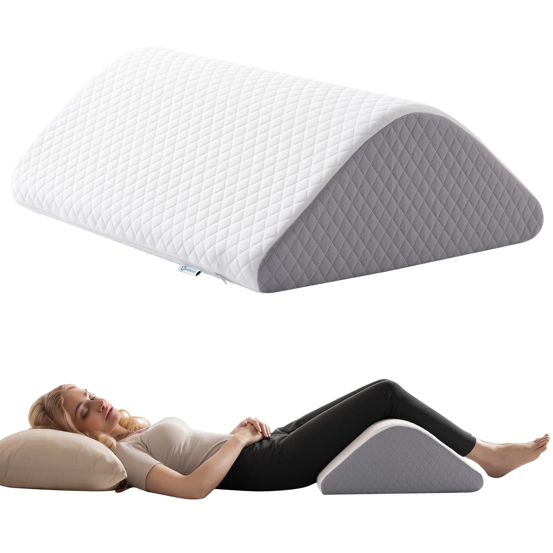 Knee Wedge Pillow for Post-Surgery Recovery-Leg Elevation Support for Sleep Position, Alleviating Lower Back & Hip Pain Enhancing Circulation in Ankles Legs Triangle Pillow with Removable Cover