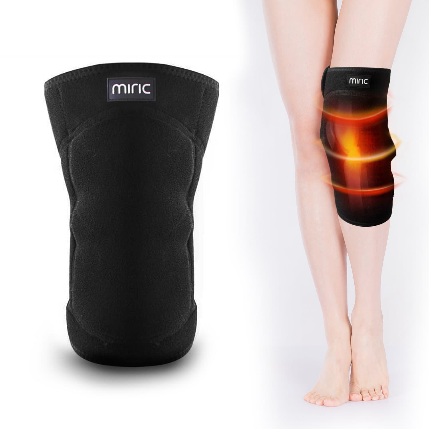 Heating Knee Brace Wrap, Miric Knee Heating Pad, Graphene Heating Knee Pad for Far Infrared, Fatigue Relieving for Cramps Arthritis Pain Relief Injury Recovery