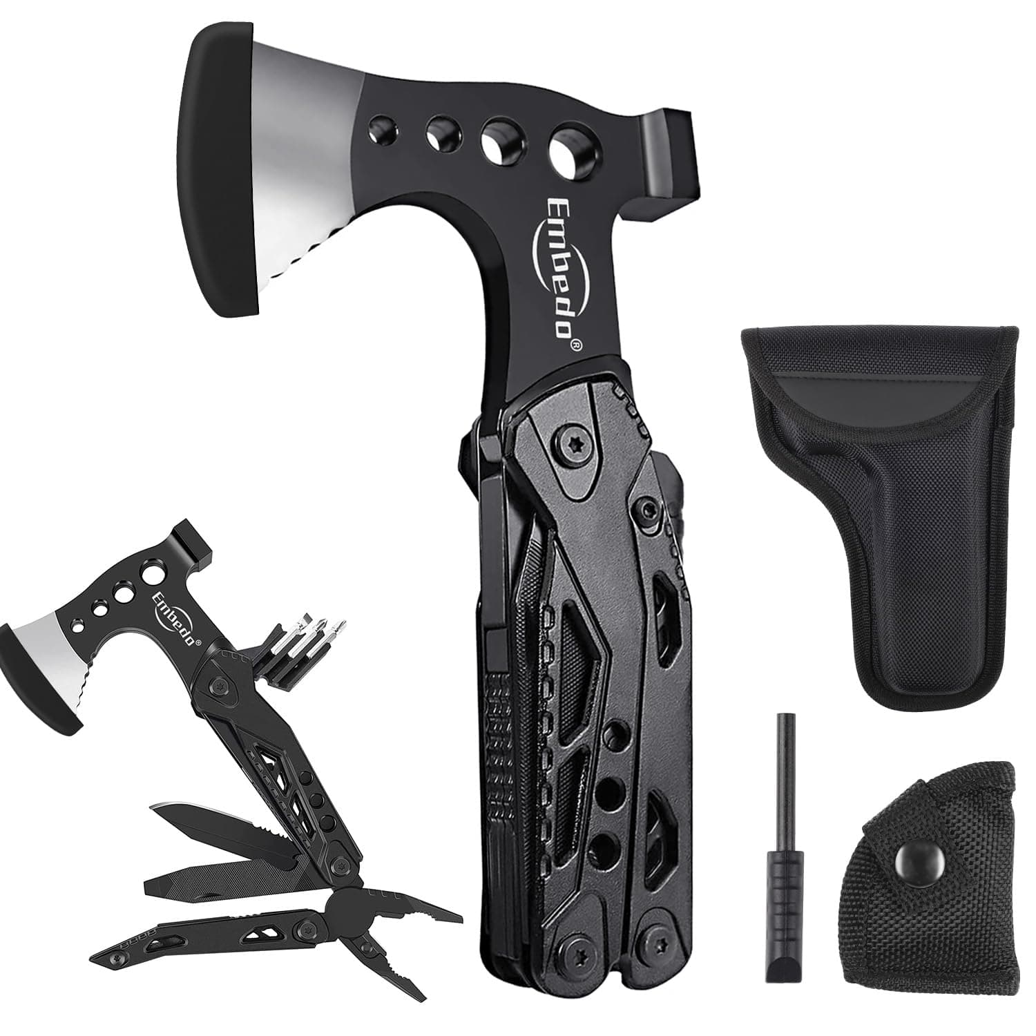 Multi-Tool Axe, Camping Multitool Accessories, Foldable 15 in1 Multitool Survival Equipment, Gift for Birthday/Father’s Day/Valentines, Gadgets for Men Outdoor, Camping, Hiking, Simple Repair