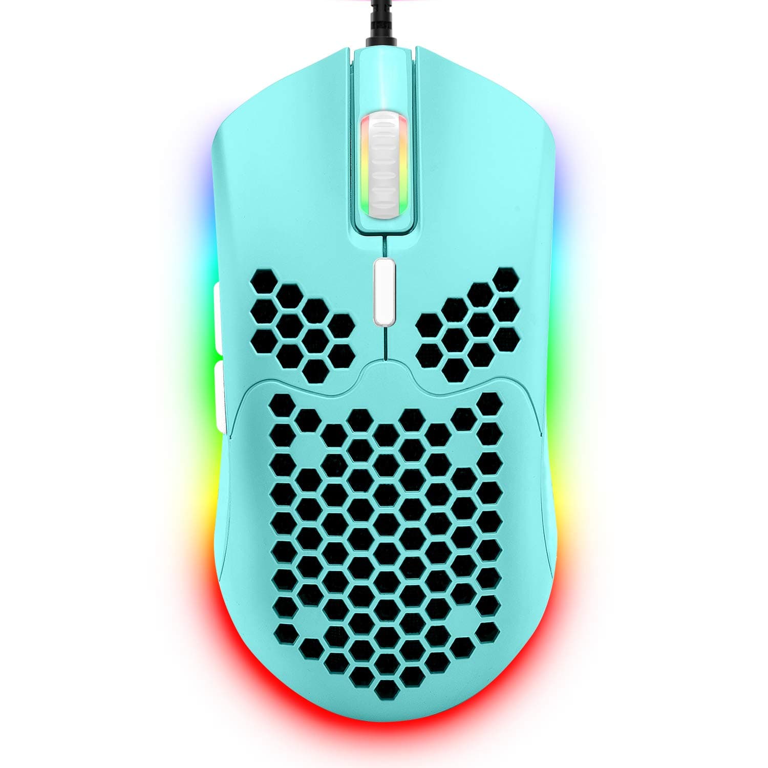 ZIYOU LANG Wired Lightweight Gaming Mouse,6 RGB Backlit Mouse with 7 Buttons Programmable Driver,6400DPI Computer Mouse,Ultralight Honeycomb Shell Ultraweave Cable for PC Gamers,PS4(Green)