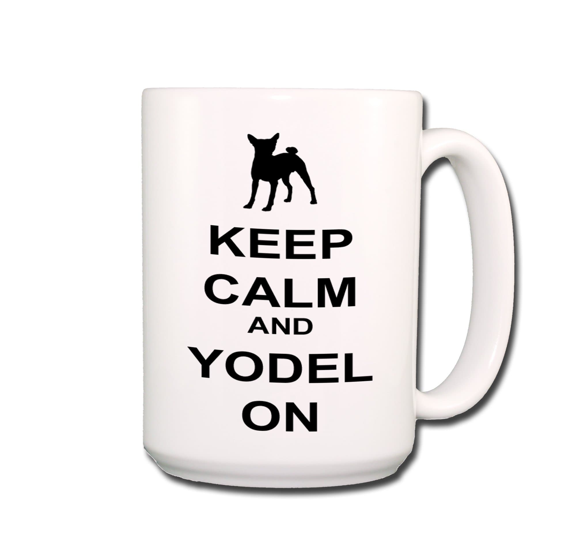 Basenji Keep Calm and Yodel On Coffee Tea Mug 15 oz