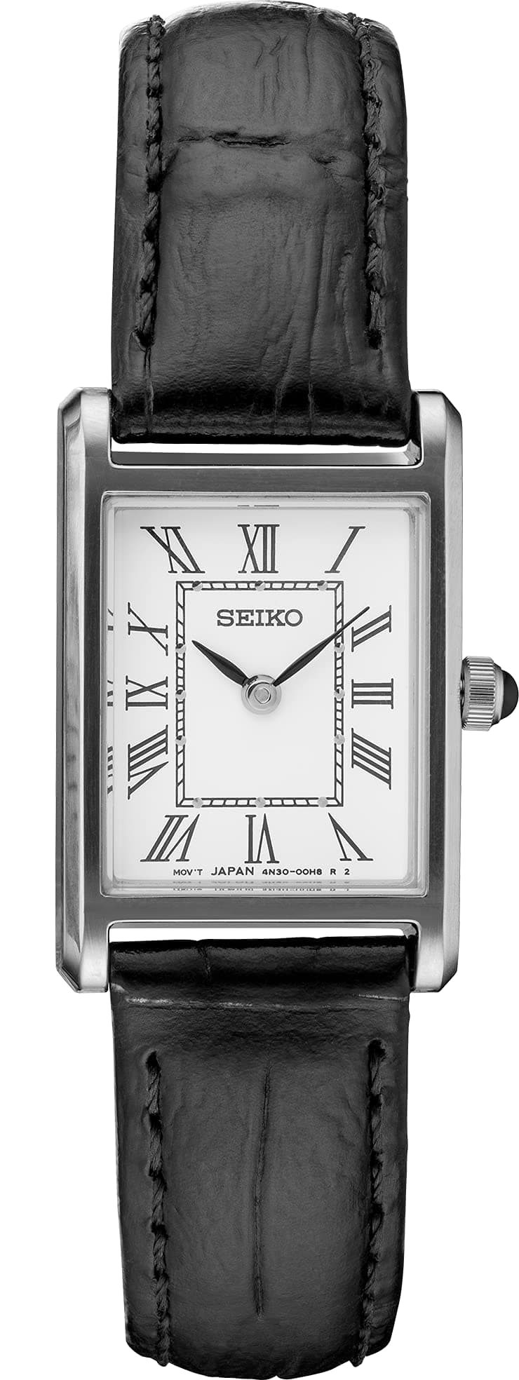 Essential Watch for Women - Essential - Waterproof Stainless Steel Rectangular Case and Leather Strap, White - SWR053 , Necessities