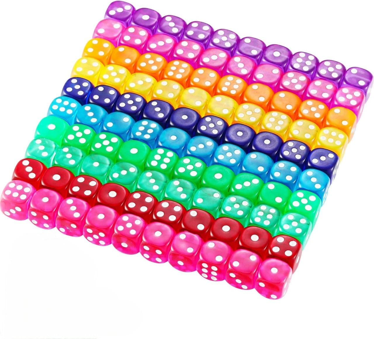 Delopik 6 Sided Dice Set - 15mm Multi Color Dice for Playing, Math, Party Favors, Toy Gifts or Teaching Kids Math Board Games, Activity, RPG Dice (10pcs)