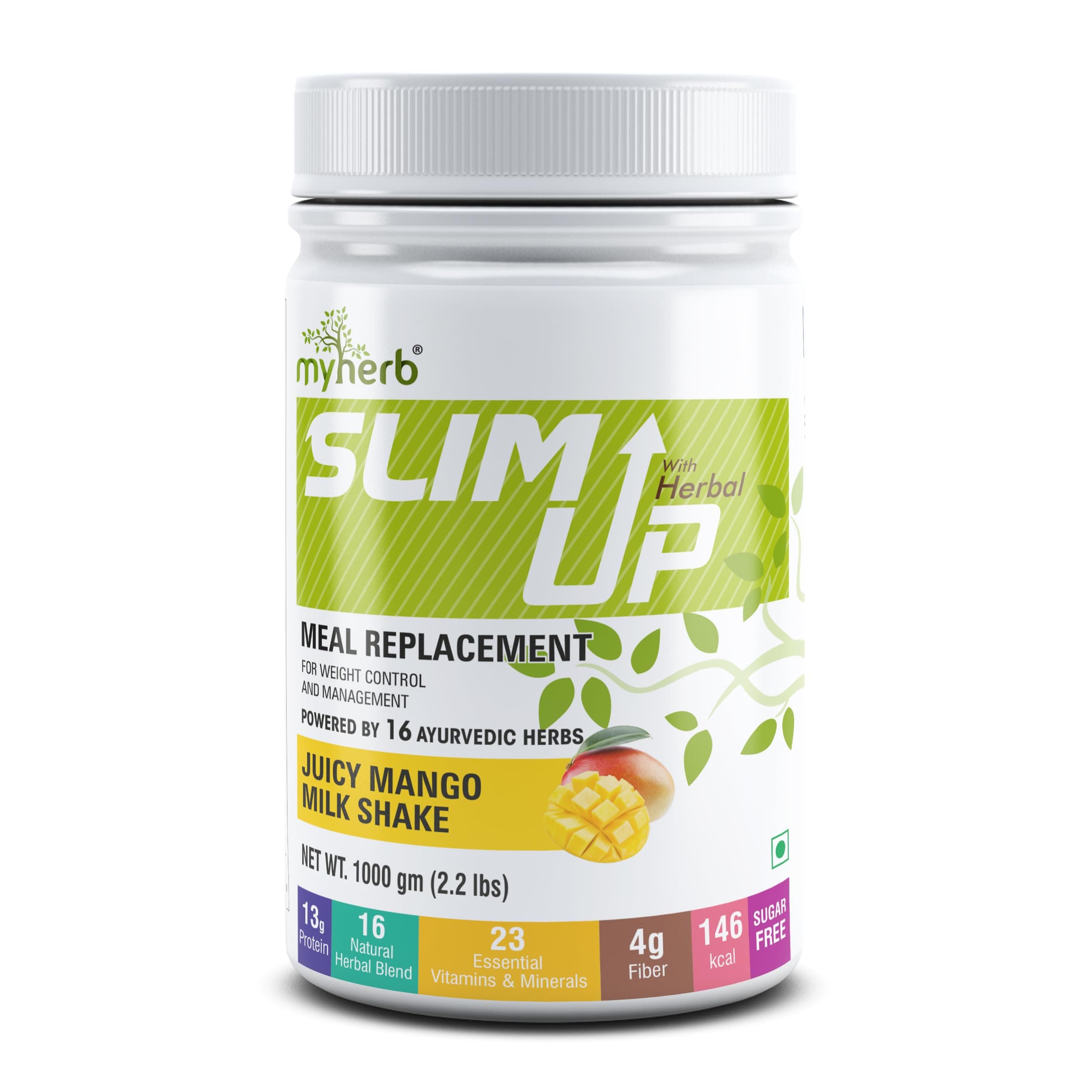 Slim Up Meal Replacement Shake With 15 Natural Herbal Blend (Ayurvedic Formula) For Weight Control&Management-13.5g Protein-23 Vitamins For Men&Women (Juicy Mango Milk Shake, 1000 gm)