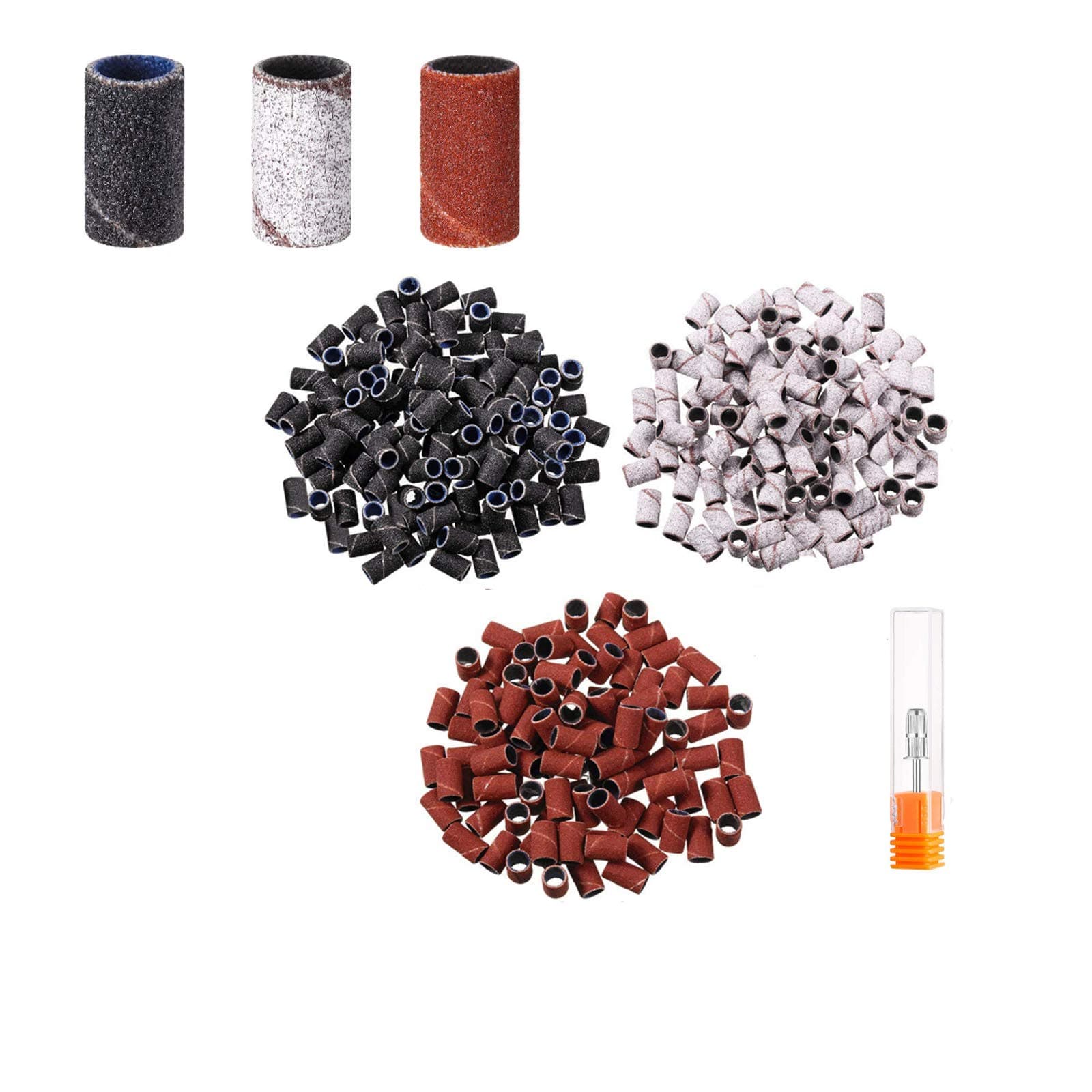 301 Pcs Sanding Bands for Nail Drill, Sanding Bands Grit File Nail Art Sanding Bands, 3 Colors 80 120 180 with 1 Pcs Electric Nail Drill Bits 3/32 Inch