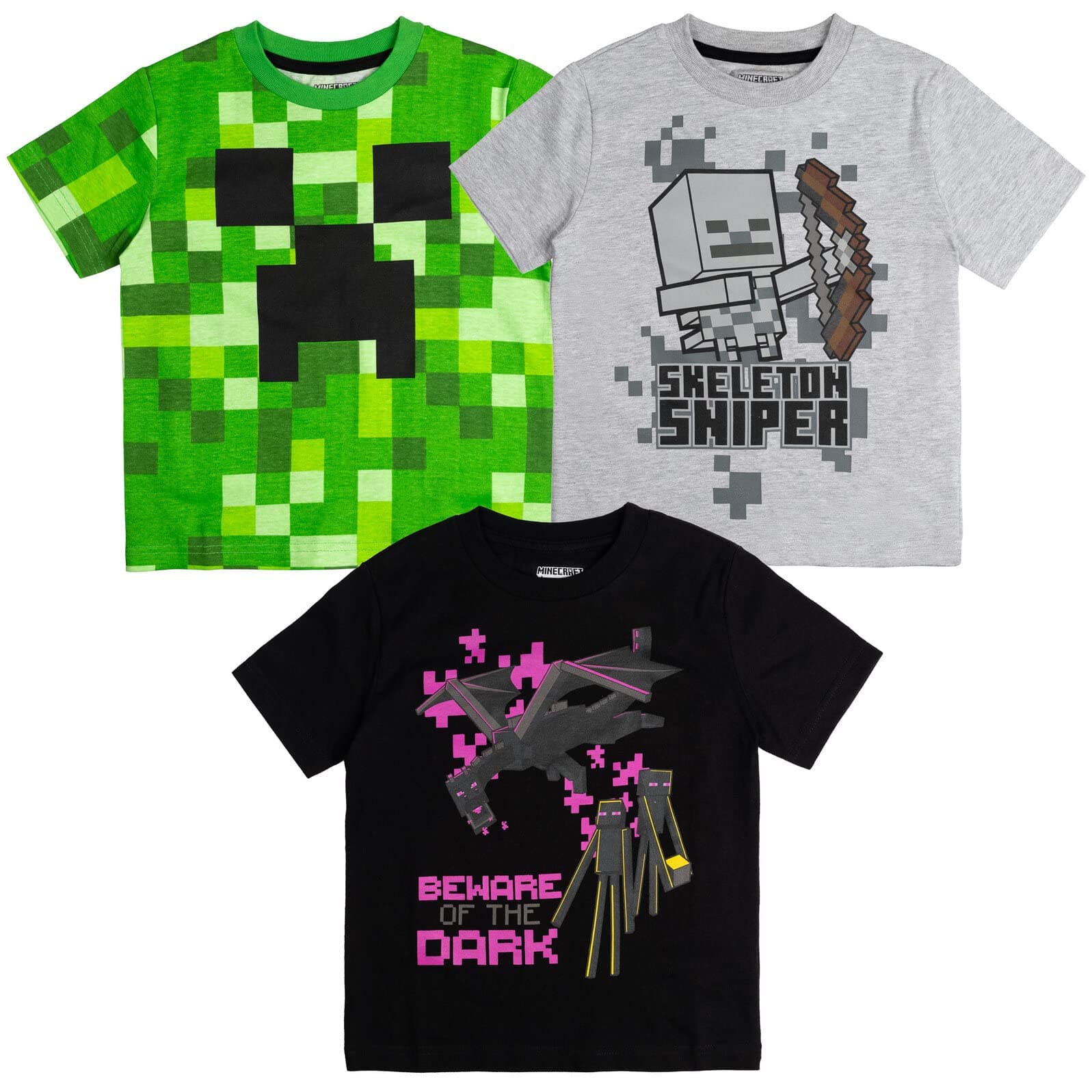Mobs Skeleton Enderman 3 Pack T-Shirts Little Kid to Big Kid