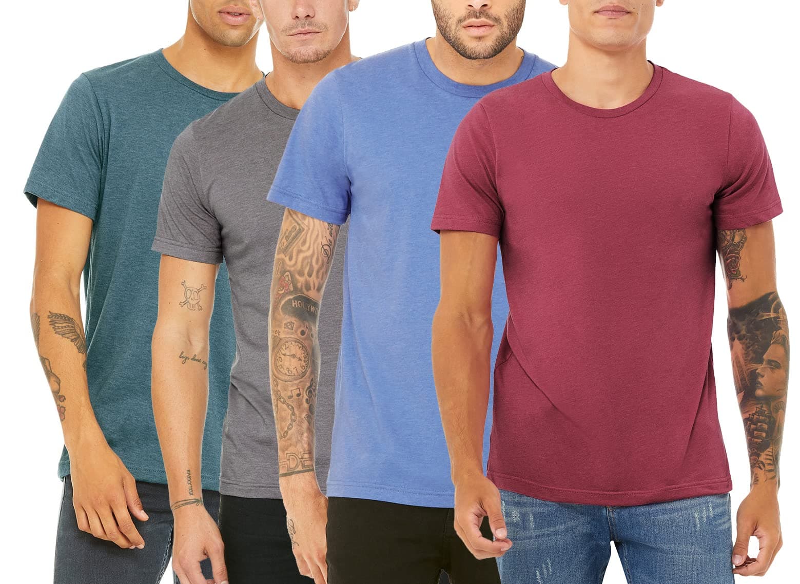 4 Pack Men's Heather Cotton Poly T-Shirt