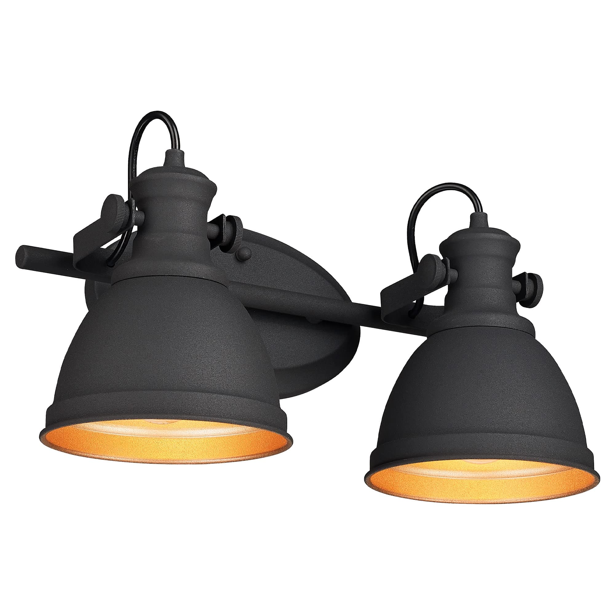 Industrial Bathroom Vanity Light Fixture, 2-Light Wall Mounted Vanity Lamp Over Mirror, Black Metal Frame, AD-2151-2W