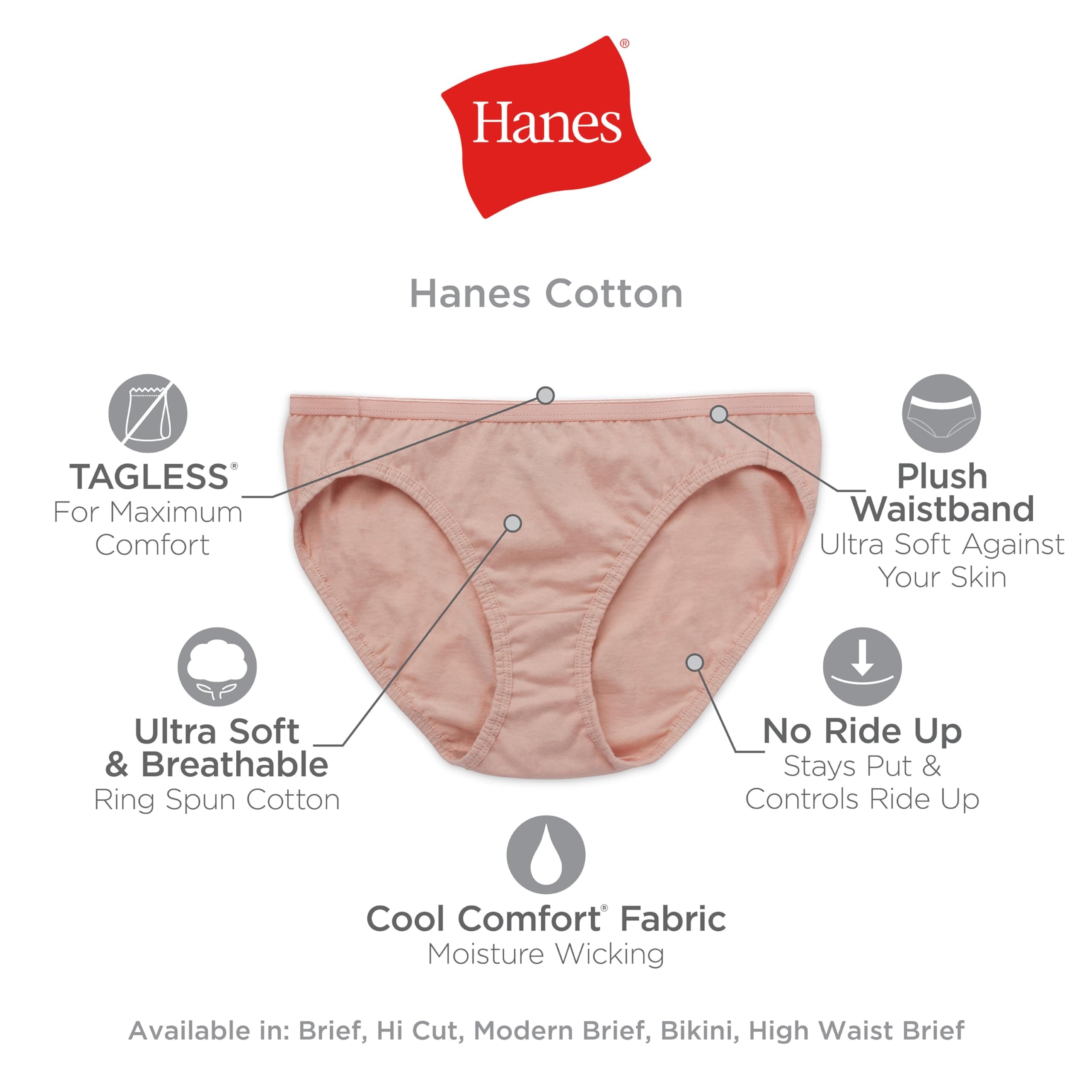 Hanes Women's Cotton Briefs Pastel Assorted 6 Pack (Size 7)
