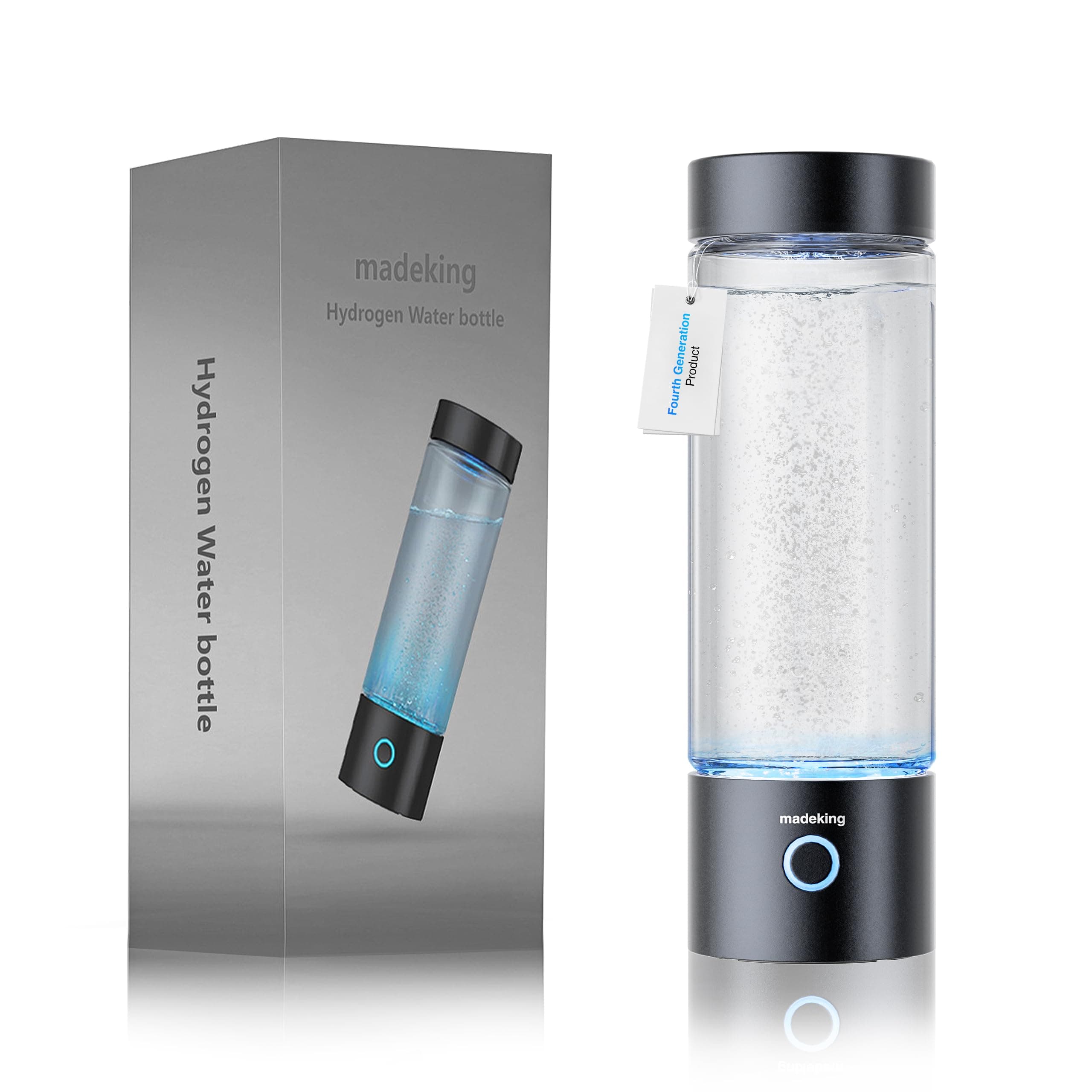 madeking hydrogen water generator bottle - 400ml rechargeable hydrogen water ionizing machine, portable hydrogen rich water cup manufacturer, glass bottle