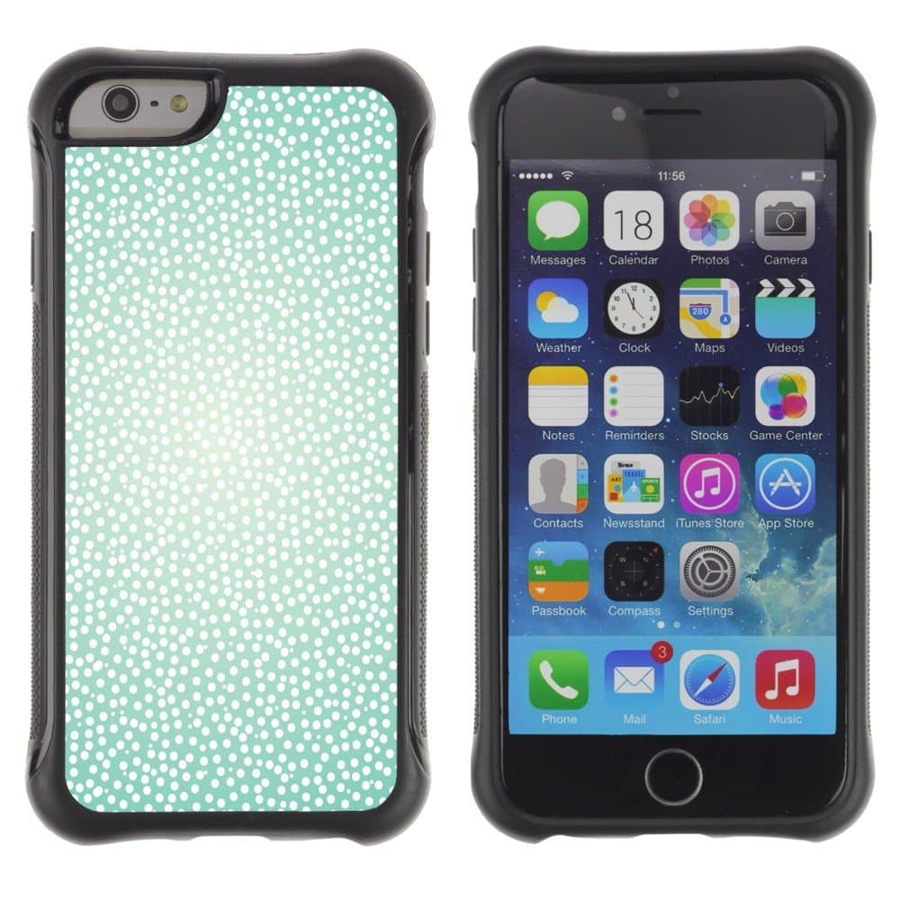 All-Round Hybrid Rubber Case Hard Cover Protective Accessory Compatible with Apple IPhone 6 (4.7'') - sparkle white glitter spots dots pattern