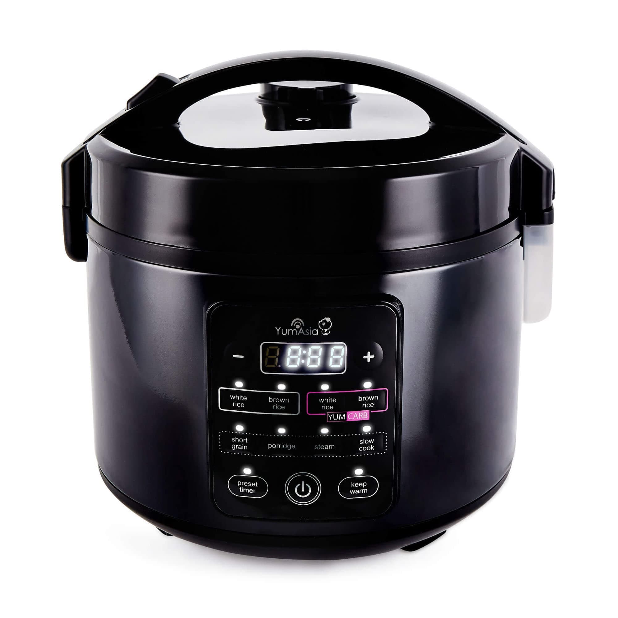 – Kumo YumCarb Rice Cooker with Ceramic Bowl and Advanced Fuzzy Logic, (5.5 cup, 1 litre), 5 Rice Cooking Functions, 3 Multicooker Functions, 220-240V UK/EU Power (Dark Stainless Steel)