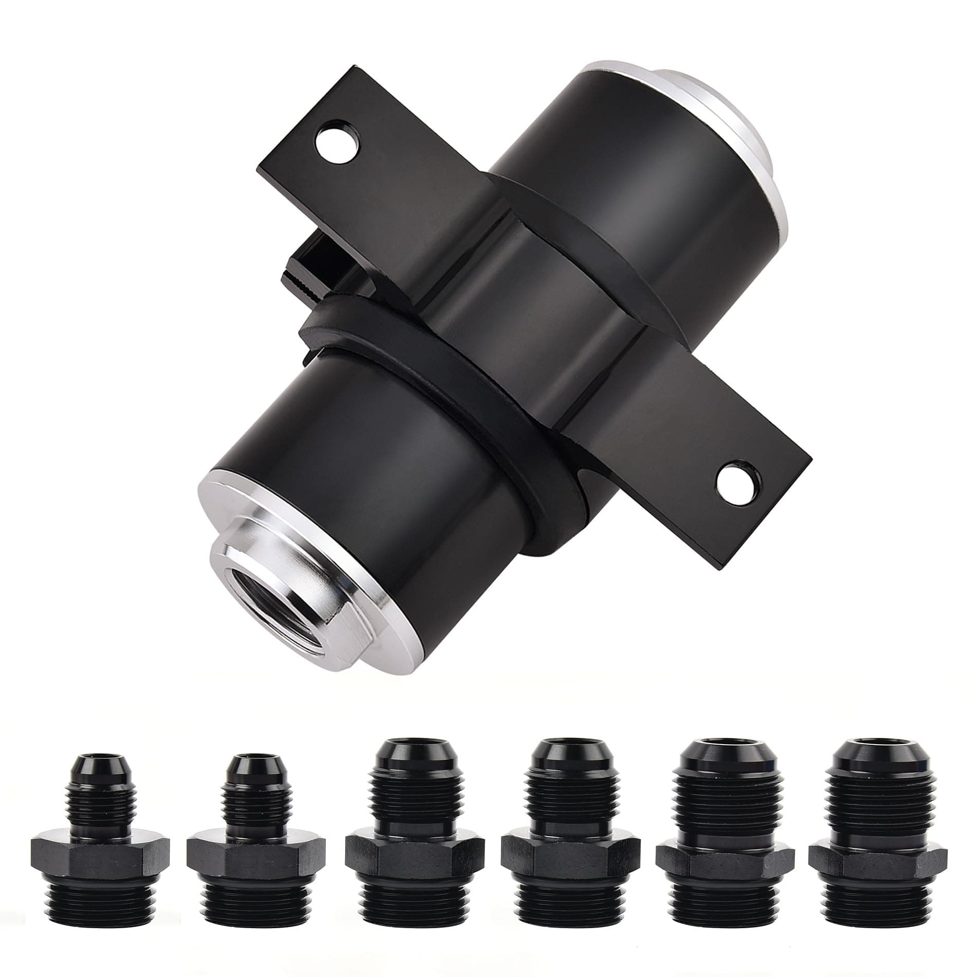 EVIL ENERGY Inline Fuel Filter 100 Micron with 6AN 8AN 10AN Adapter&Bracket Clamp 50MM Universal