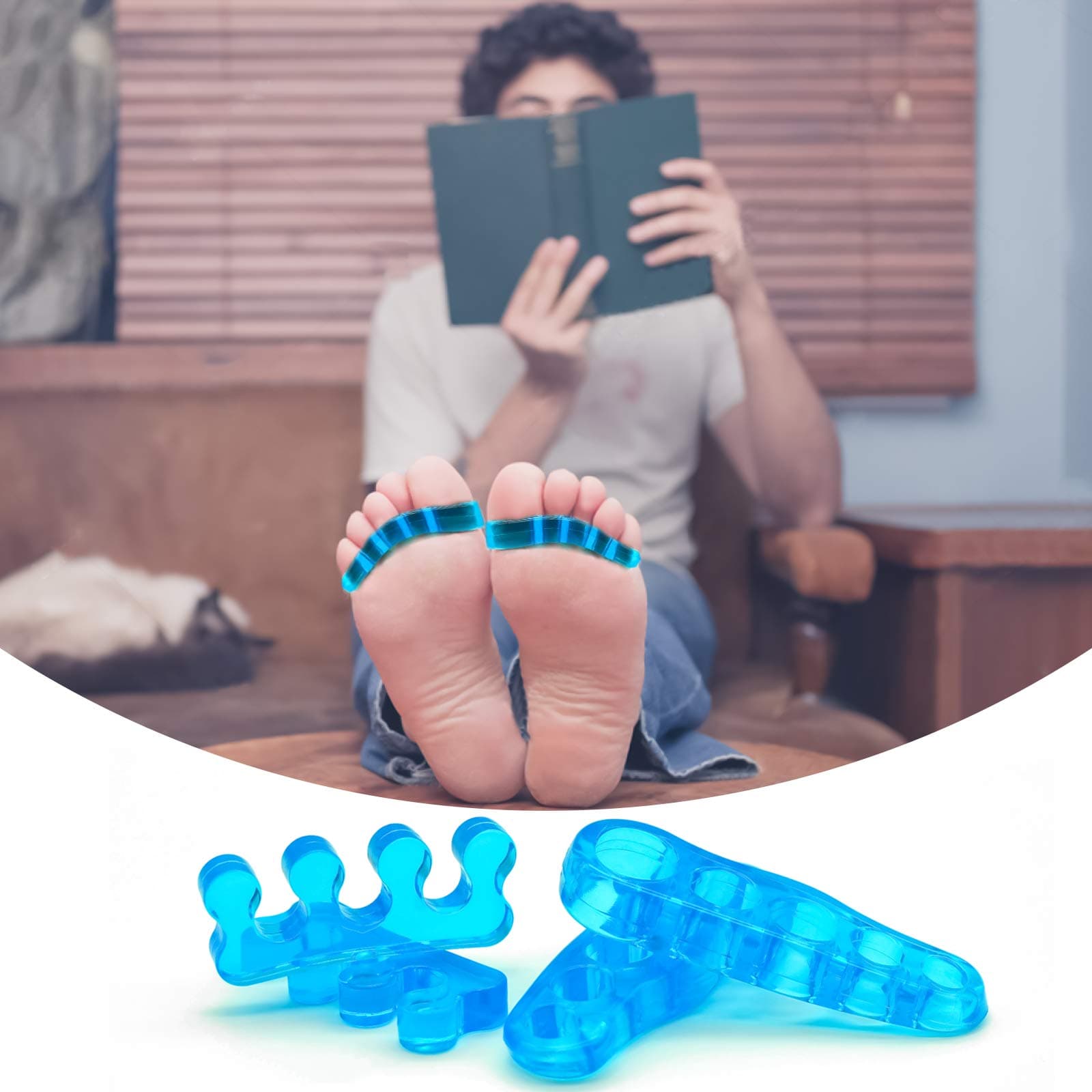 FunnySeed Gel Toe Separators 4 PCS Premium Toe Spacers Stretcher Washable Toe Streightener Use for Pedicure Bunion Hammer Toes Nail Polish