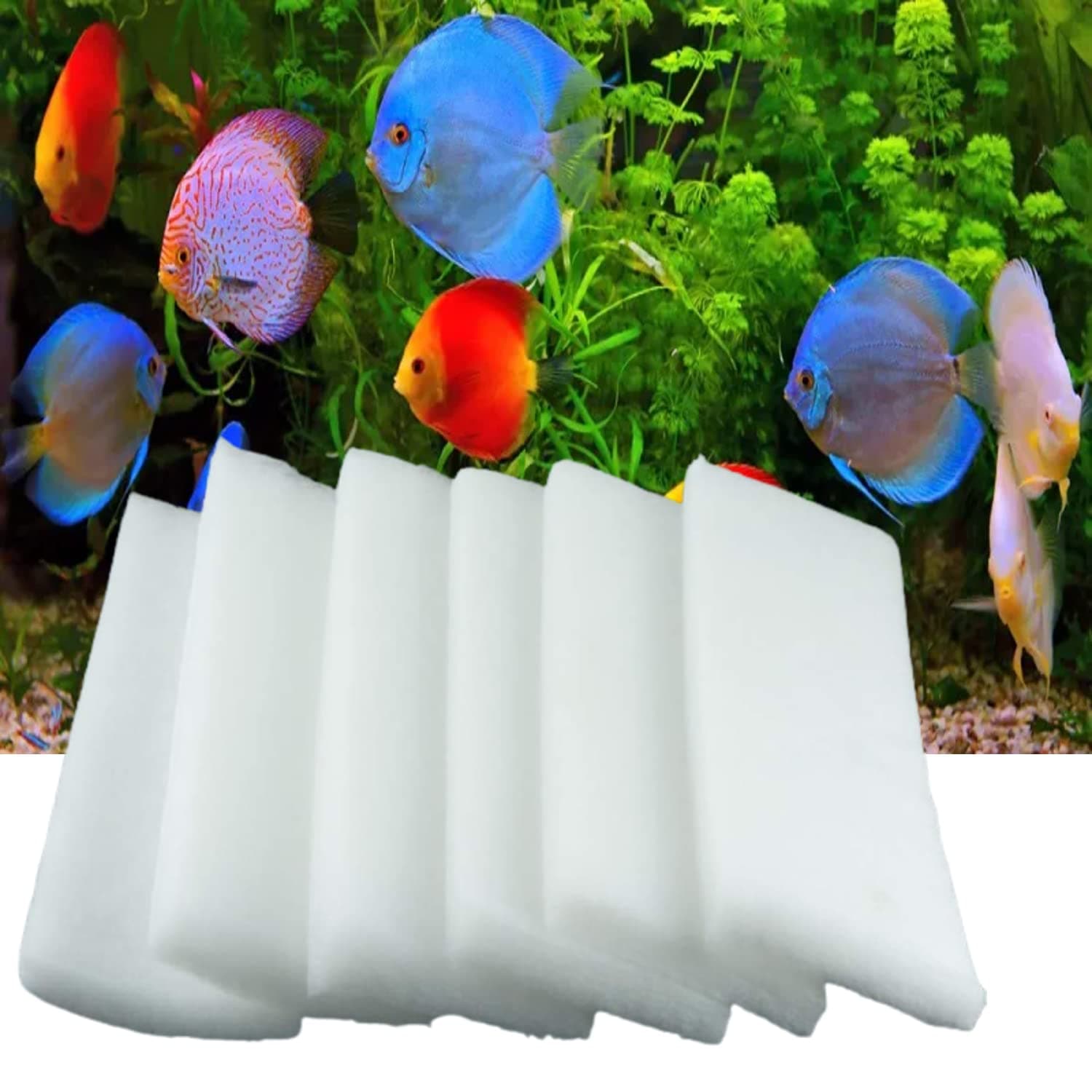 DESPACITO 6pcs Fish Tank Filter Sponge Aquarium Filter Sponge Pad Cotton for Fish Tank Washable & Reusable Biochemical Sponge for Aquarium Filters Media Accessories Filtration Foam 38x12x2cm Thickness